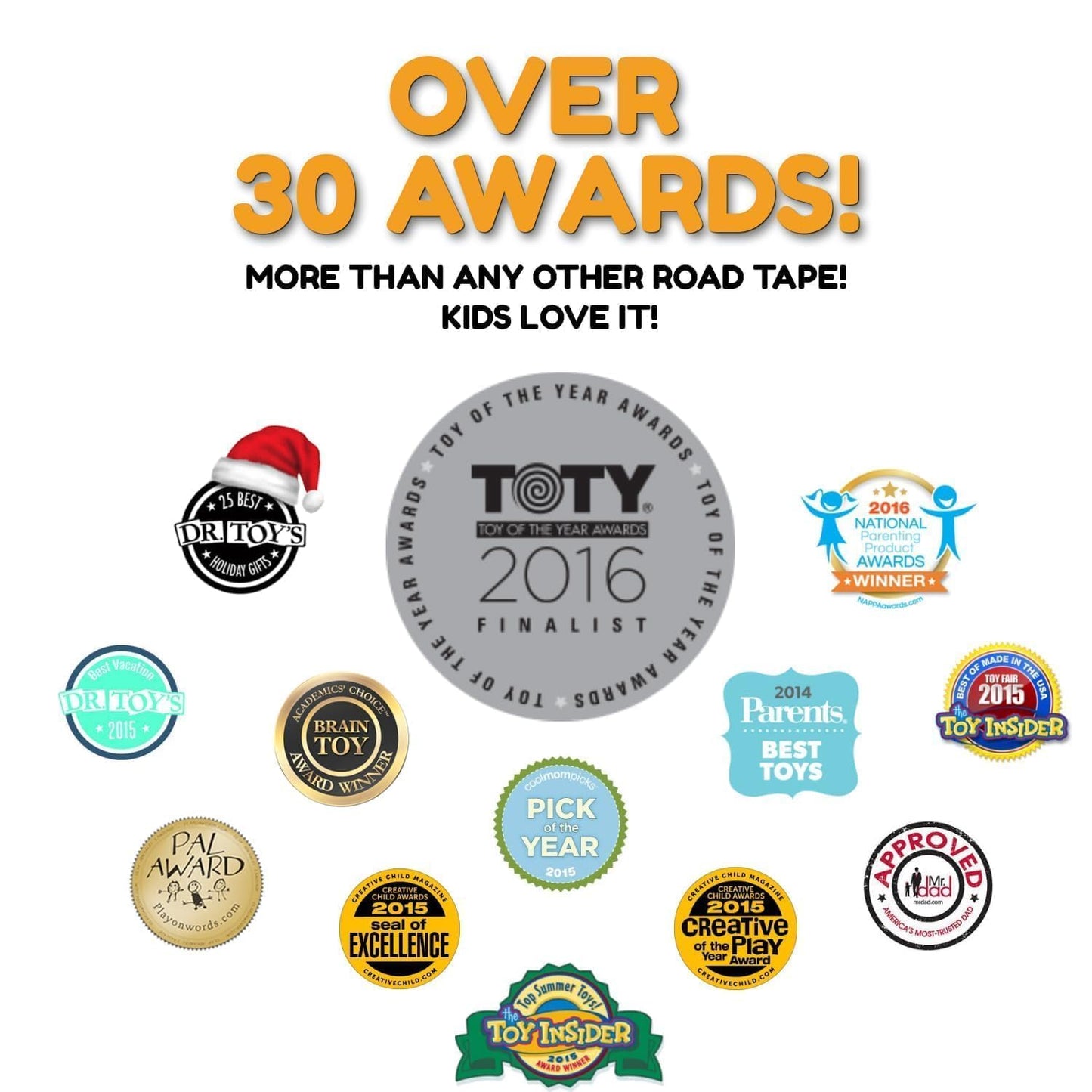 PlayTape Road Tape for Toy Cars - Sticks to Flat Surfaces, No Residue; 2 inch Wide x 30 ft Asphalt Road