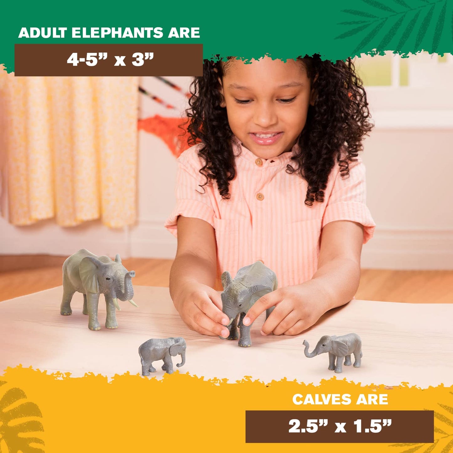 Terra by Battat – 4-Piece African Elephant Toy Set – Realistic Safari Animal Figures for Kids 3+, Gifts & Baby Shower Decor