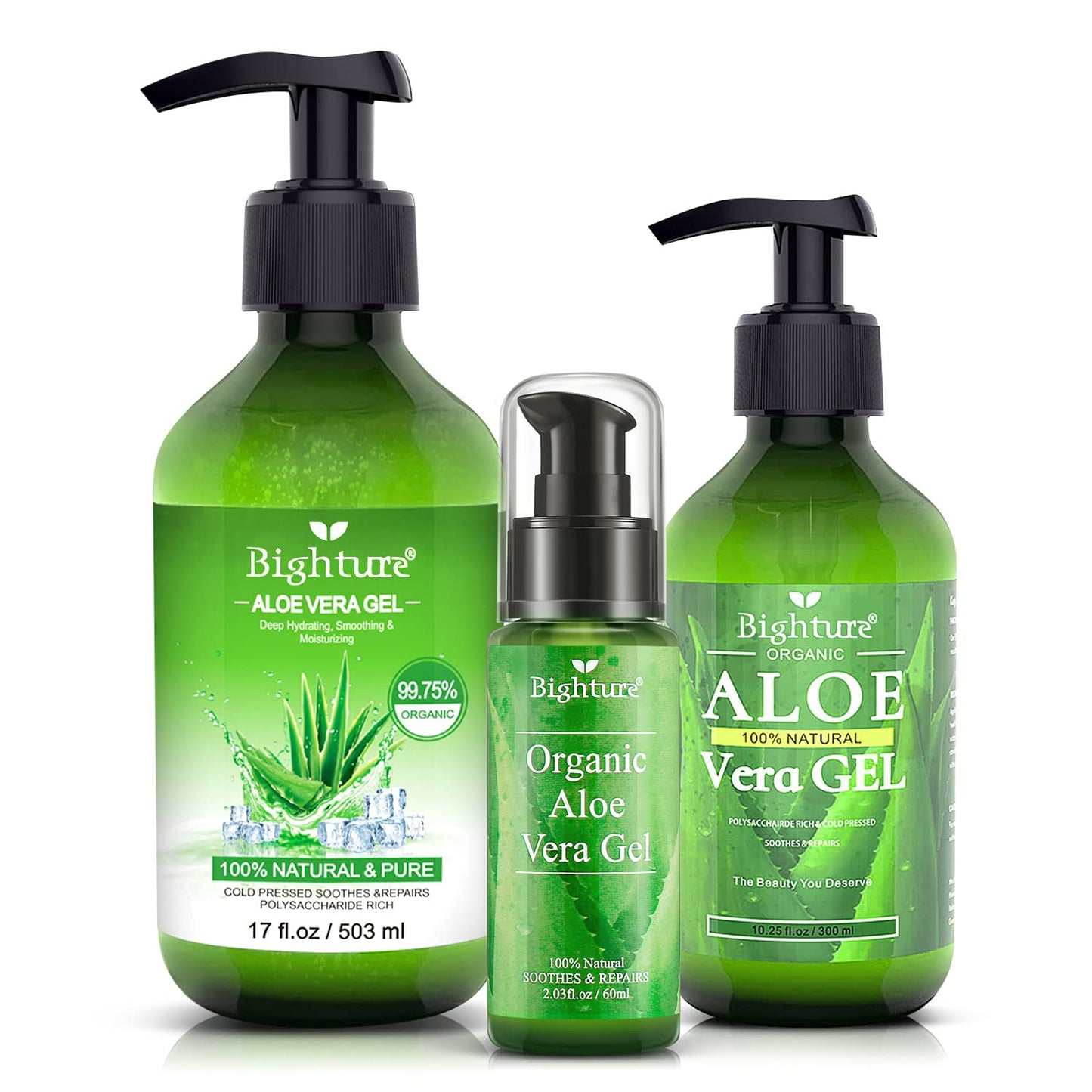 BIGHTURE 100% Aloe Vera Gel from Fresh Aloe Leaves – Soothing, Firming, After Shave & Sunburn Relief Skincare