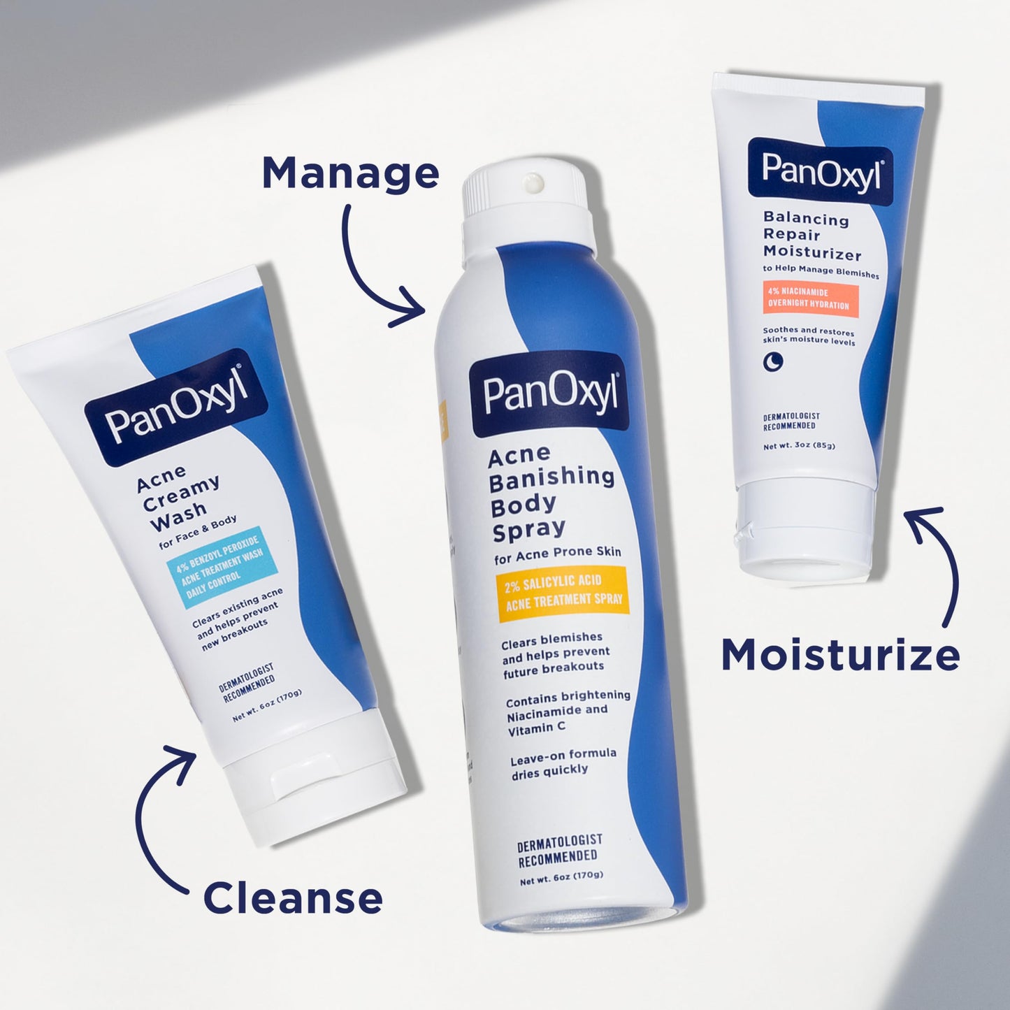 PanOxyl Acne Banishing Body Spray 2% Salicylic Acid, 360° Spray, Clears Stubborn Breakouts with Niacinamide, Vitamin C & Aloe, 6oz