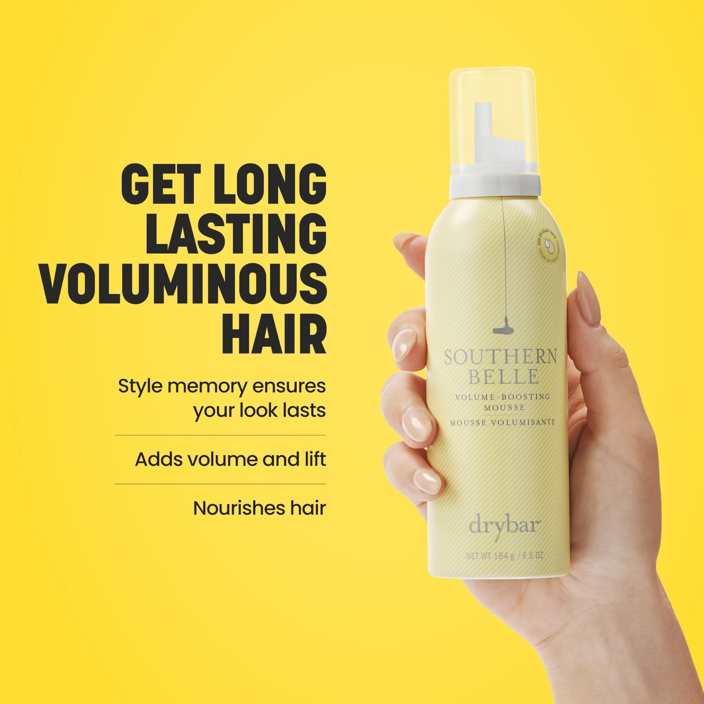 Drybar Southern Belle Volume-Boosting Mousse Travel Size | Adds Body & Shine, Smooths Hair, Prevents Frizz & Damage for Lasting Style