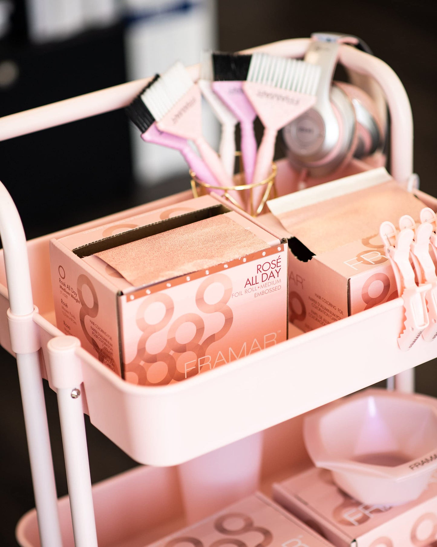 FRAMAR Rosé Hair Foil – Embossed Salon Foil Roll for Highlighting & Balayage, Non-Slip Grip, Easy Cut & Use, 320 ft, Perfect for Stylists