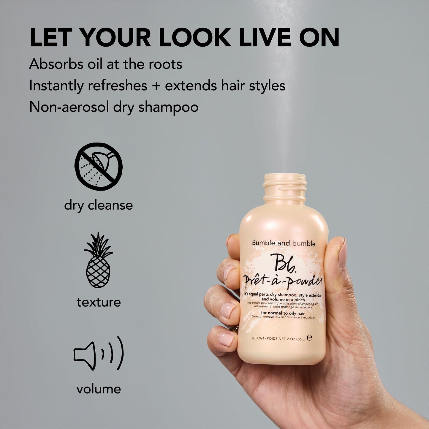 Bumble and bumble. Prêt-à-powder Dry Shampoo Powder | Adds Volume, Texture + Absorbs Oil | Non-Aerosol | Wavy + Straight, Mini Travel Size, 0.5 Ounce