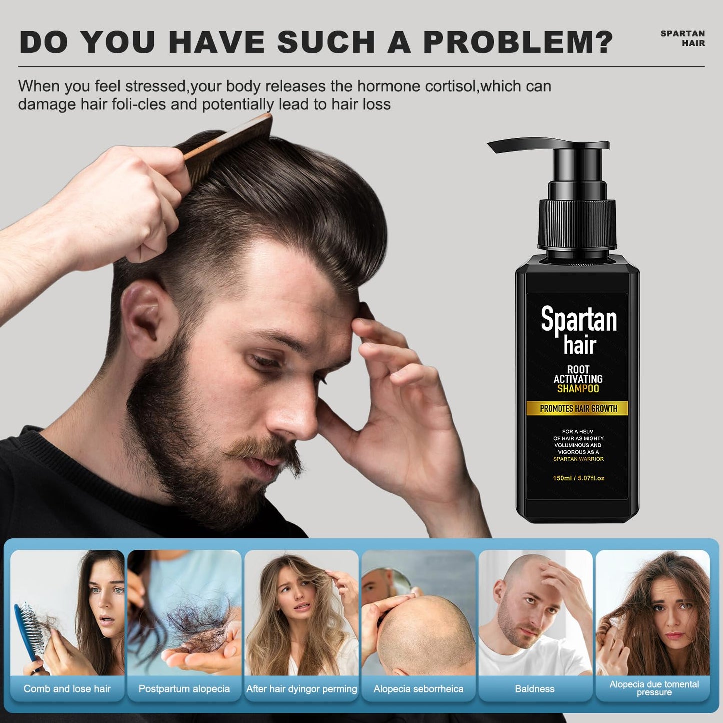 Root Activator Shampoo for Men -Strengthening & Smoothing Restoring System for Gray Hair, Thinning Hair - Men & Women 5.07 fl oz / 150 mL