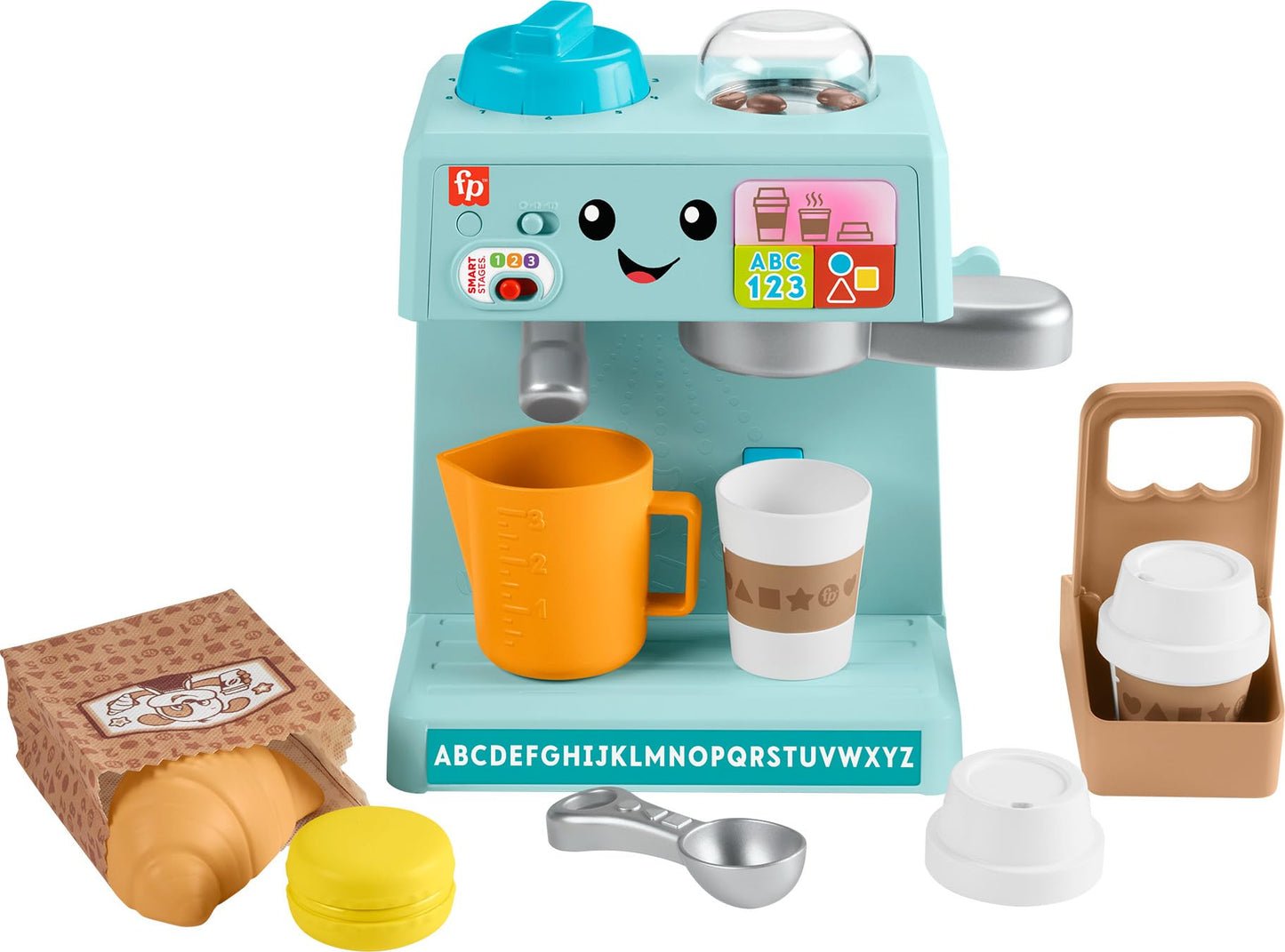 Fisher-Price Toddler Toy Laugh & Learn Coffee Café Musical Playset with Educational Songs & 10 Pretend Play Pieces for Kids Ages 18+ Months