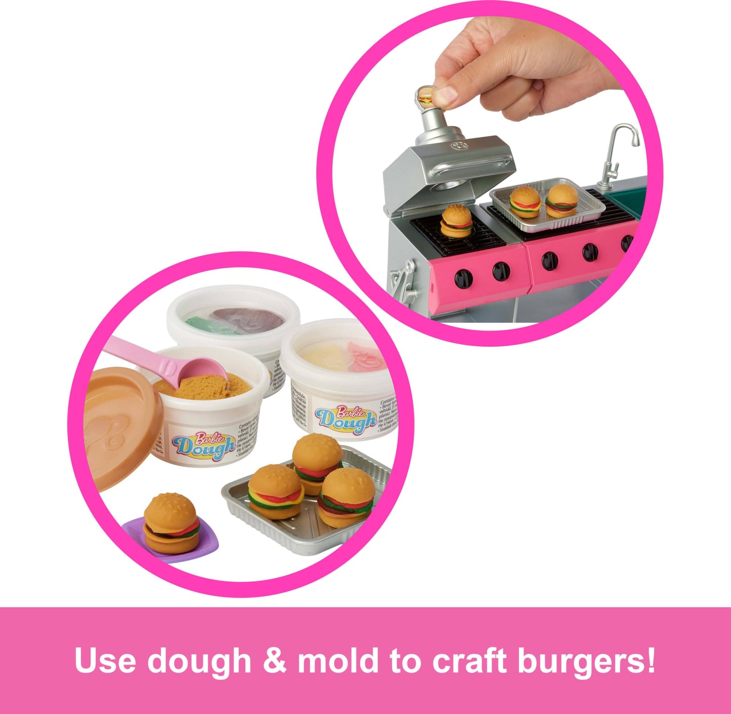 Barbie Dream Camper 2025 Playset with Roof Tent, Swing Chair, BBQ Grill, Fishing Pond, Color-Change Feature & 60+ Fun Accessories with Dough