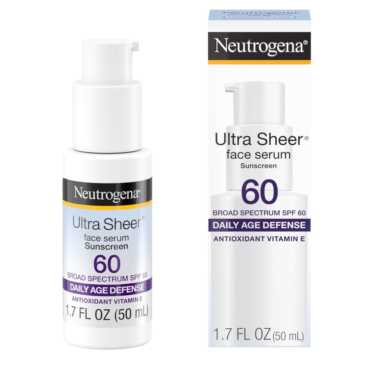 Neutrogena Ultra Sheer Face Sunscreen SPF 60 – Broad Spectrum UVA/UVB, Vitamin E, Fragrance & Oxybenzone Free, Water-Resistant 1.7 oz