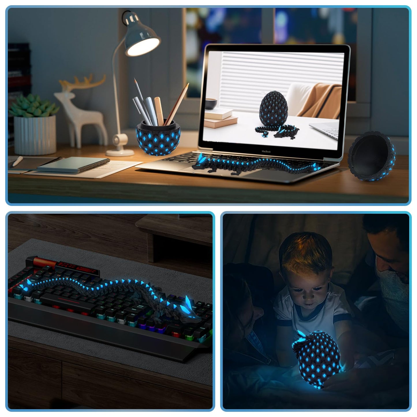 3D Printed Dragon Eggs Glow in the Dark – Articulated Dino & Mystery Eggs Fidget Toy for Kids, Teens & Collectors