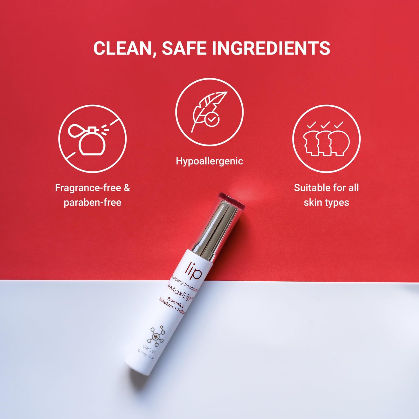 LifeCell Lip Plumping Treatment – Glossy, Hydrating Balm with MaxiLip Peptides for Fuller, Smooth Lips – Fragrance-Free, Non-Irritating