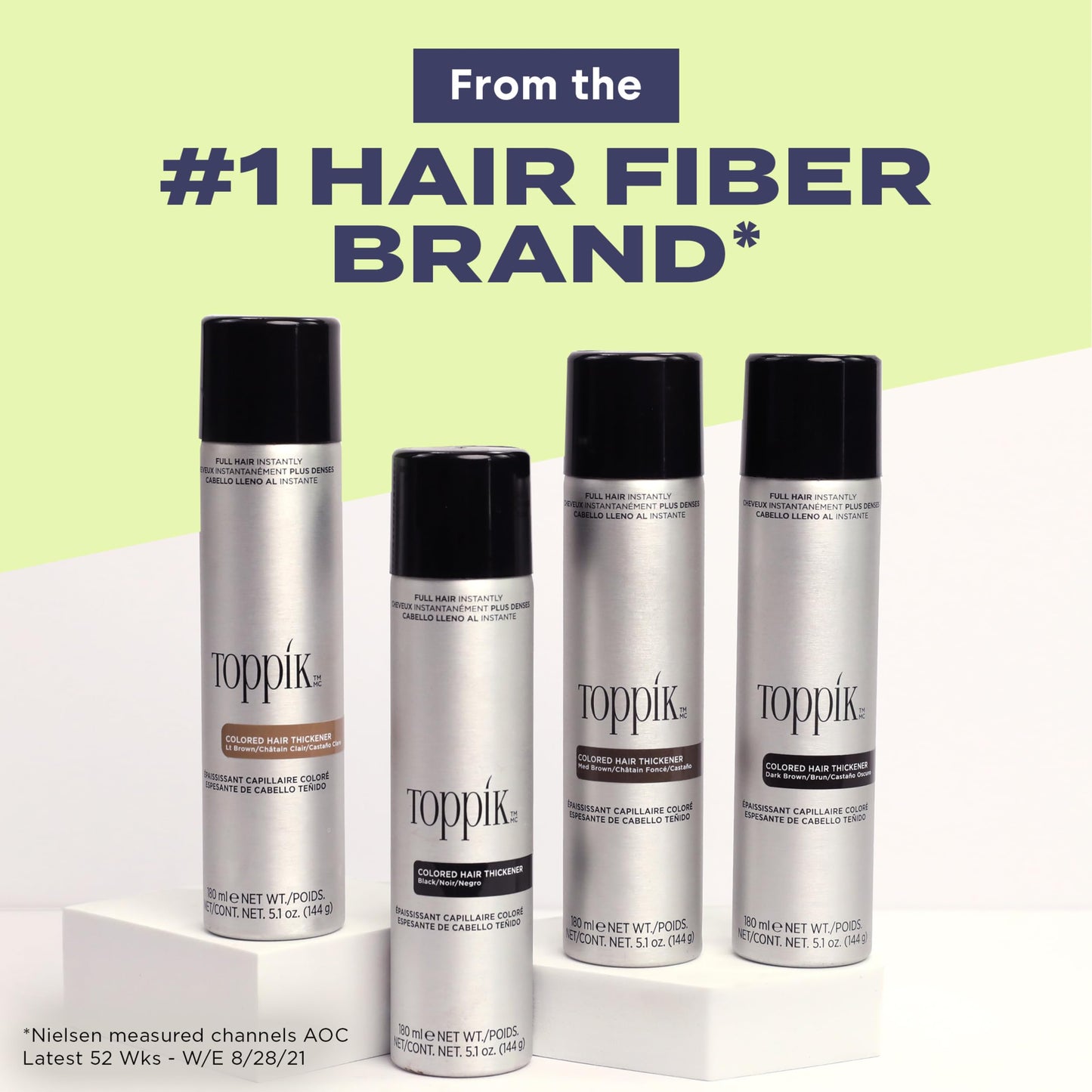 Toppik Colored Hair Thickener Spray, Medium Brown – Volumizing Root Touch-Up & Concealer, Covers Thinning Areas, Hair Building Fiber, 5.1oz