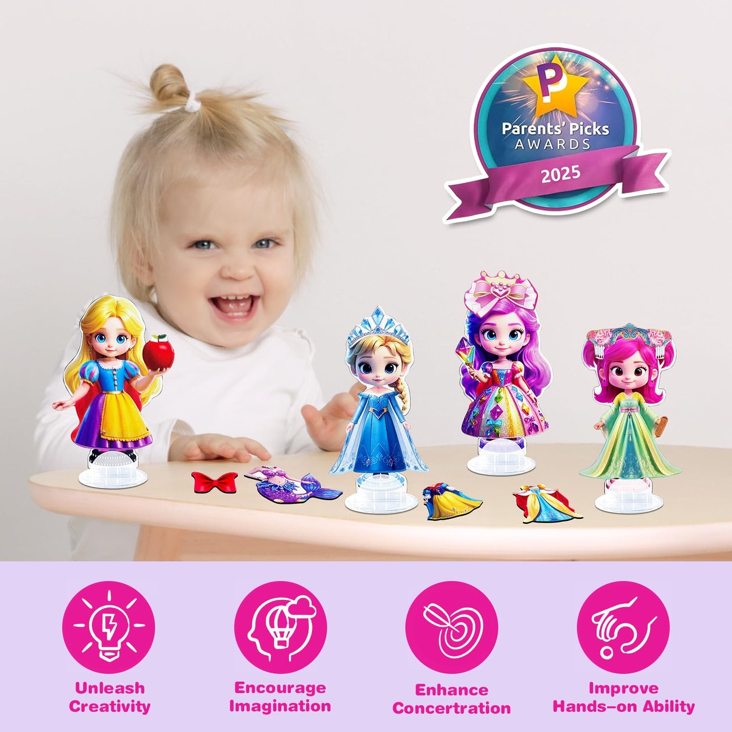ZHOC Magnetic Dress Up Dolls for Girls – Princess Magnet Kit, Travel & Road Trip Activity Toy, Birthday Gift for Ages 3-8