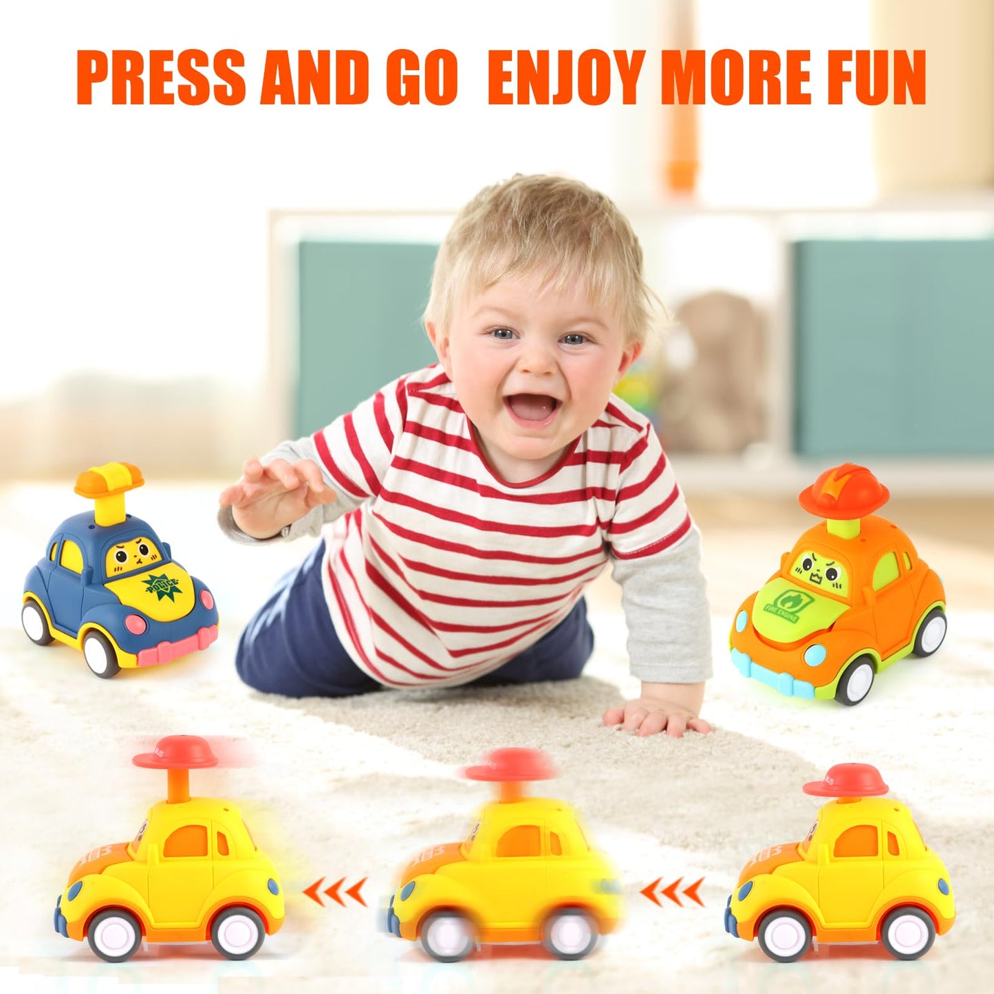 QSONSELL Pull Back Car Toys for Toddlers 1-3 | Birthday Gifts, Party Favors, Goodie Bag Stuffers for Boys & Girls