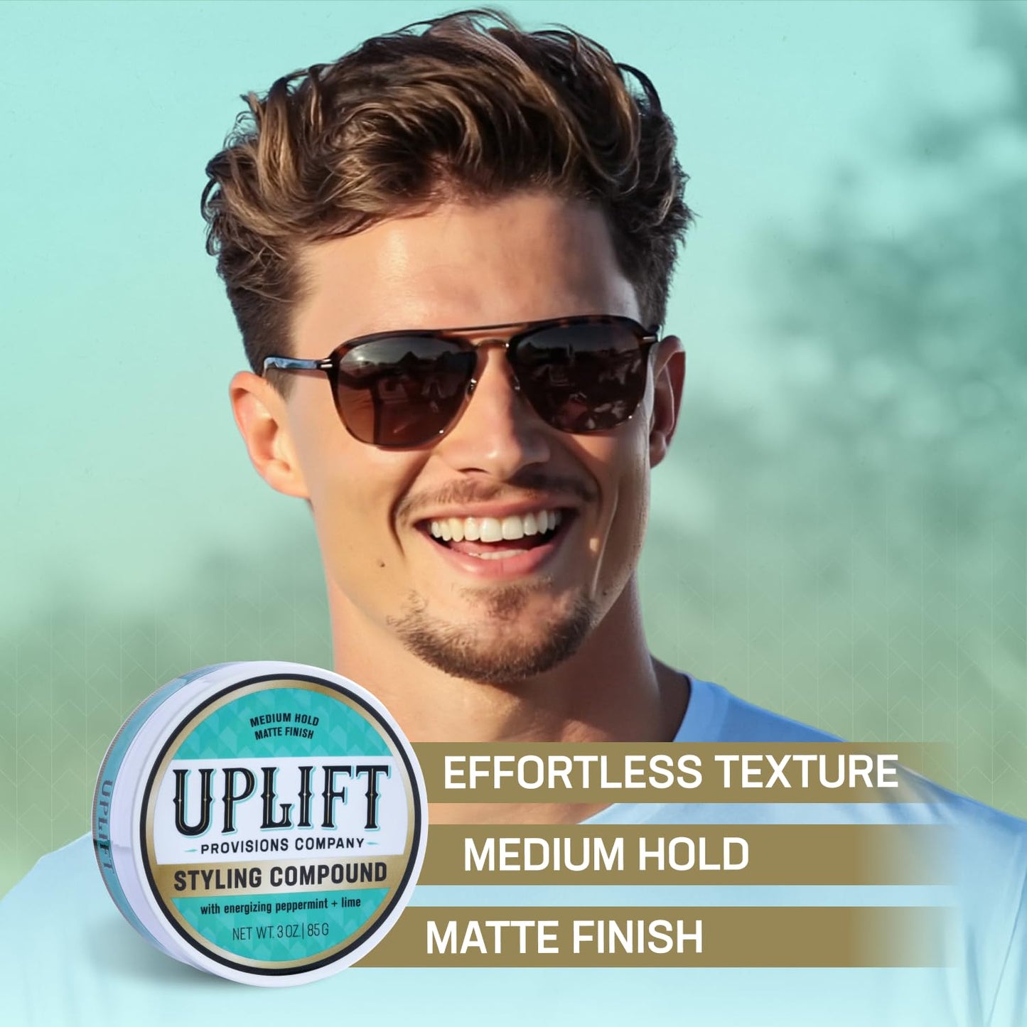 Uplift Provisions Company Styling Compound – Matte Hair Clay Pomade with Medium Hold – Natural Finish, Versatile Styling for Men & Women, 3 oz