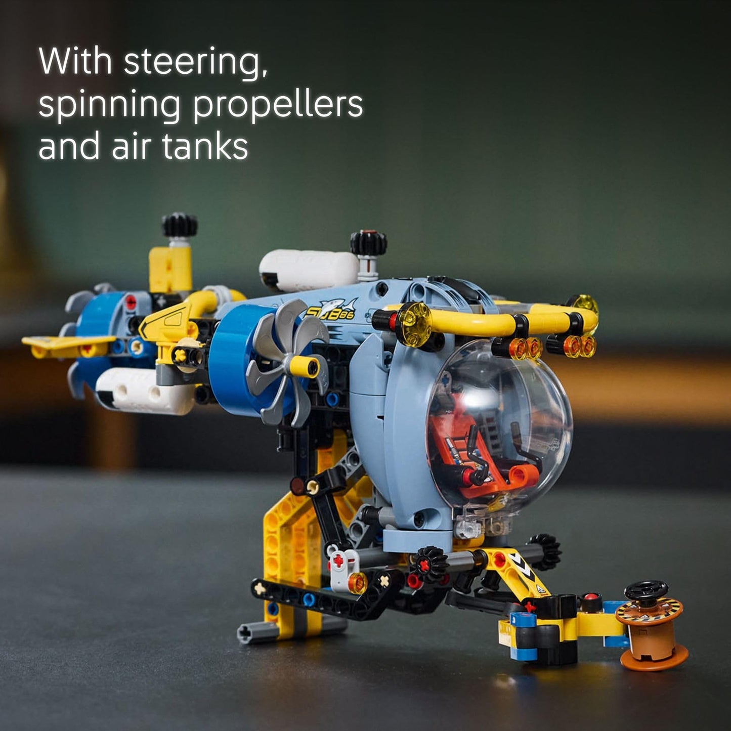LEGO Technic Deep-Sea Research Submarine 42201 Building Toy for Kids 9+ with Movable Propellers, Creative Birthday Gift for Boys & Girls