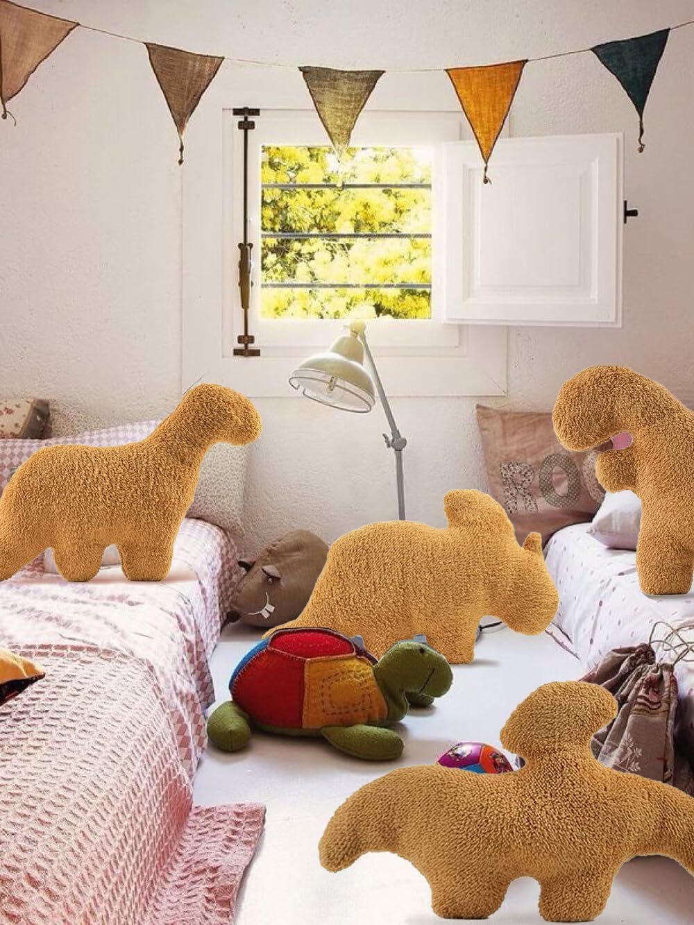 Lixzuch 3 Pack Dino Nugget Plush Pillows 18" – Dinosaur Chicken Nugget Stuffed Toy, Cute Party Decoration & Birthday Gift for Kids