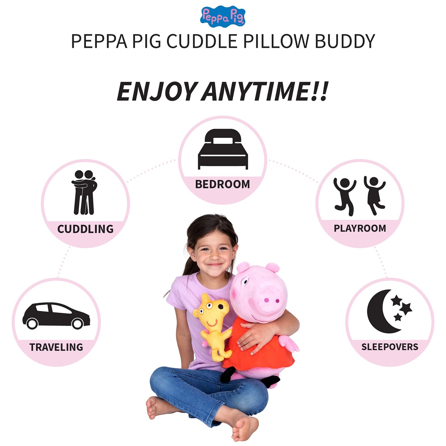 Peppa Pig Kids Bedding Super Soft Plush Cuddle Pillow Buddy, One Size, By Franco