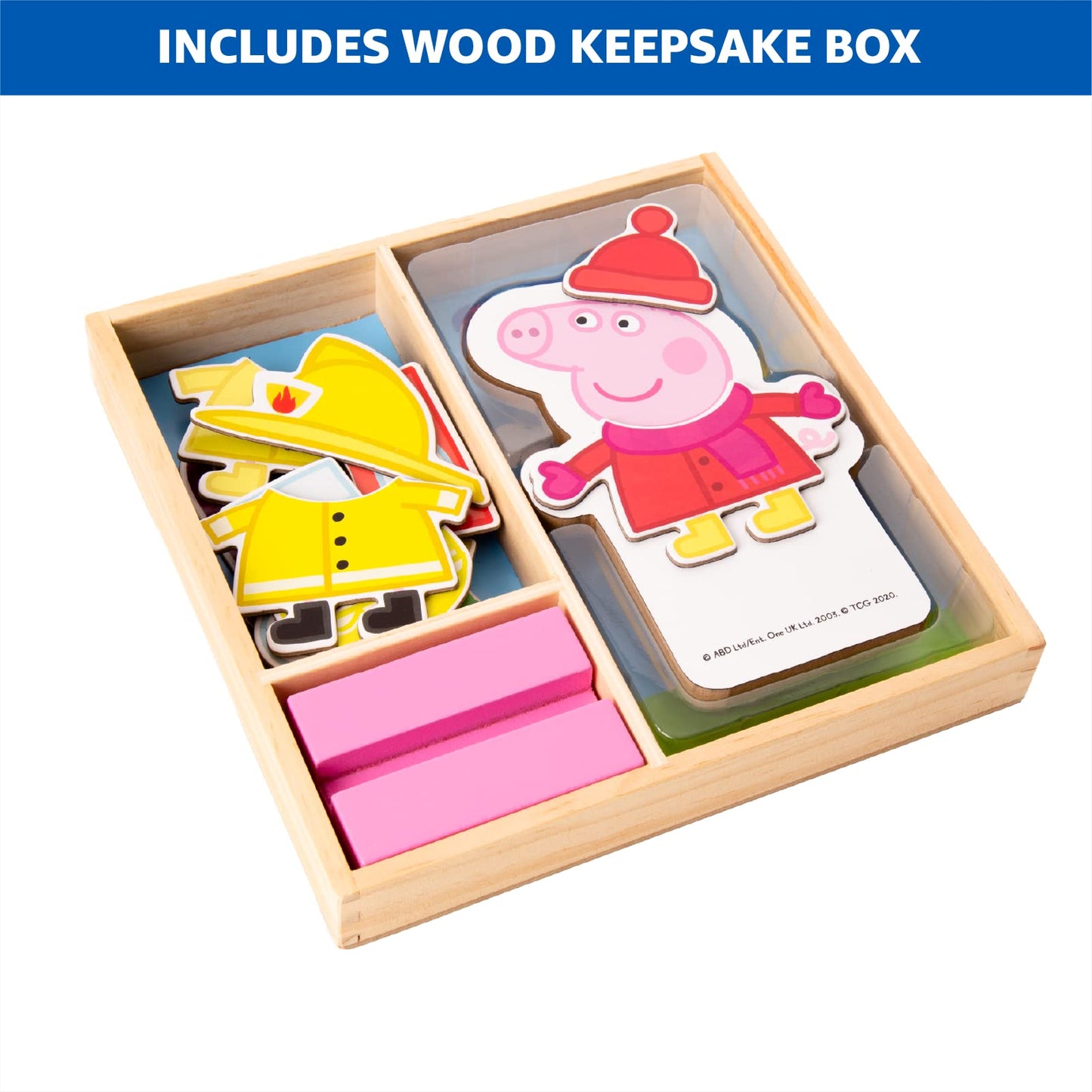 Peppa Pig Magnetic Wooden Dress-Up Doll with 26 Pieces & Storage Box – Mix & Match Creative Play for Kids 3+