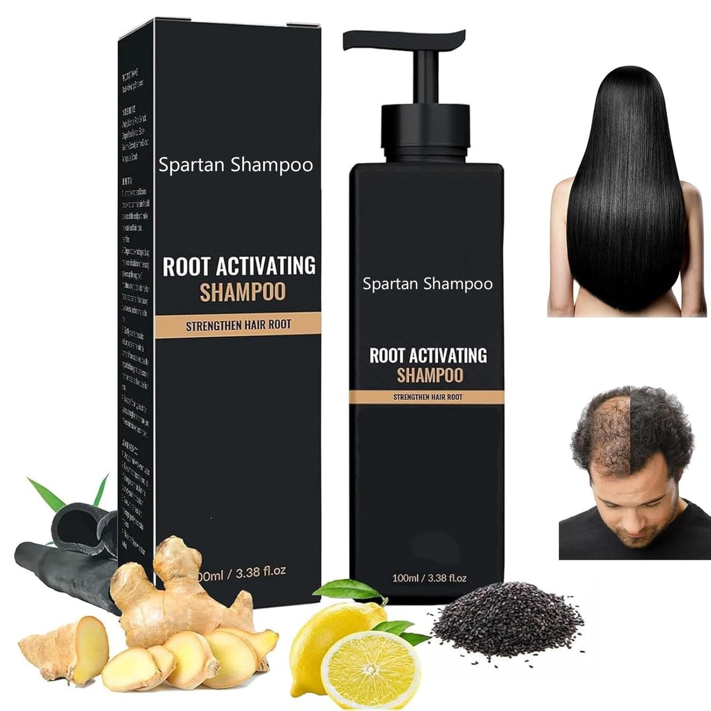 Spartan Root Activator Shampoo – Natural Hair Regrowth & Thickening Shampoo for Men & Women – Unisex Anti-Hair Loss Formula, 8.4 fl oz