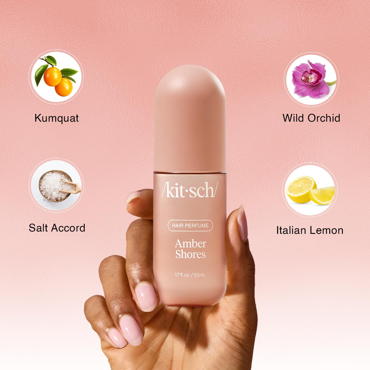 Kitsch Hair Perfume for Women - Amber Shores | Deodorizing Hair & Body Mist with Odor-Eliminating Tech | Woody Aquatic Fresh Scent, 50mL