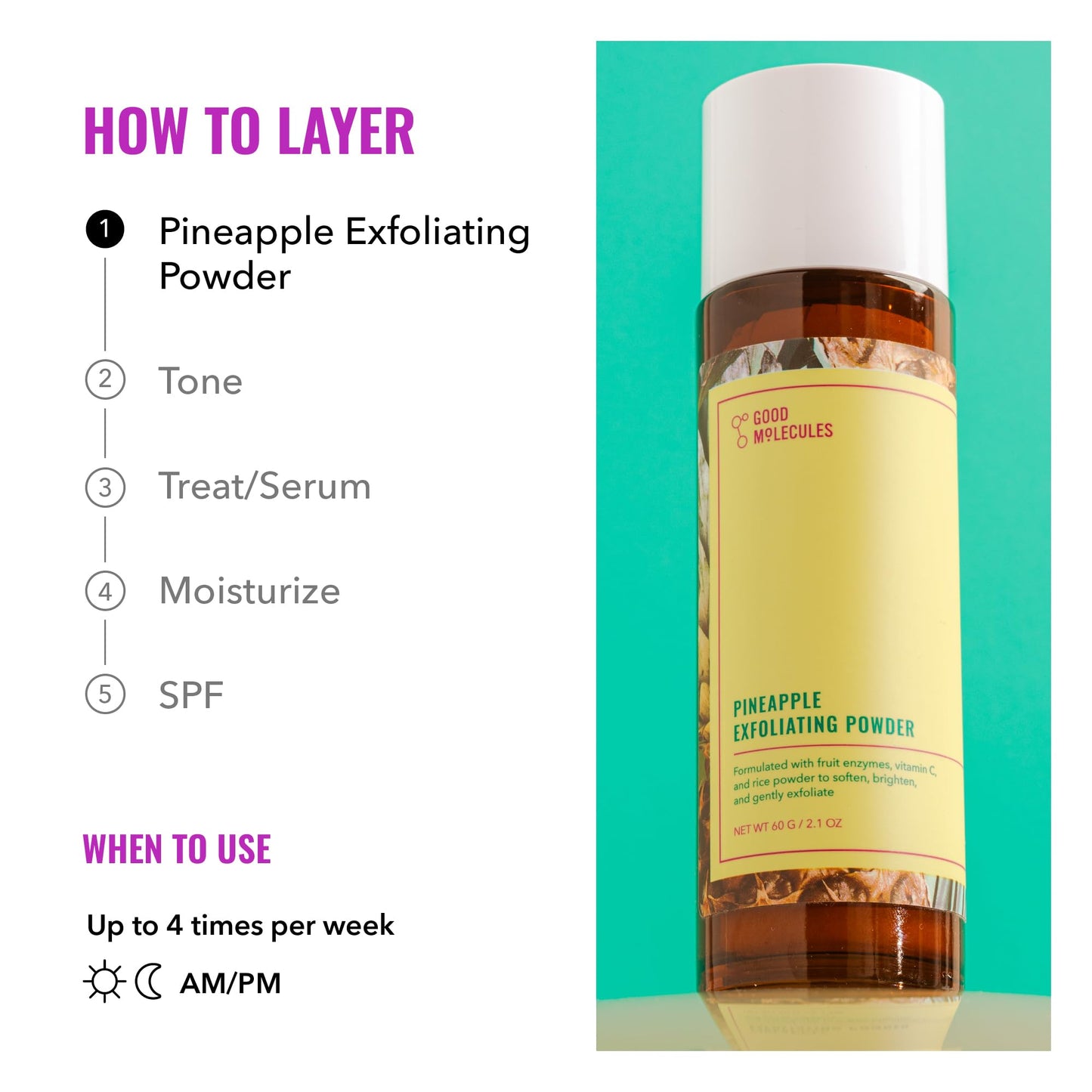 Good Molecules Pineapple Exfoliating Powder - Exfoliating Face Scrub with Natural Enzymes, Gentle Alcohol-Free Facial Cleanser, Skin Care for Face