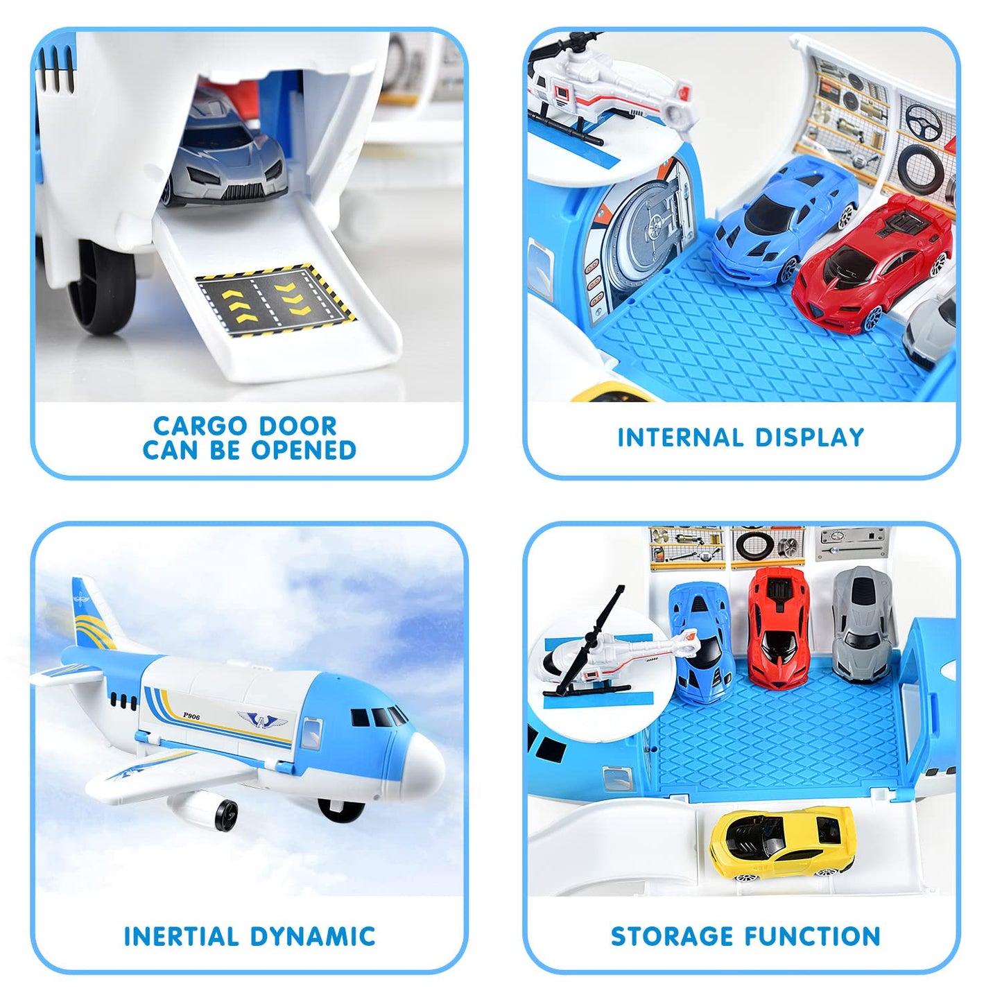 Tuko Transport Cargo Airplane Car Toy Play Set for 3+ Years Old Boys and Girls