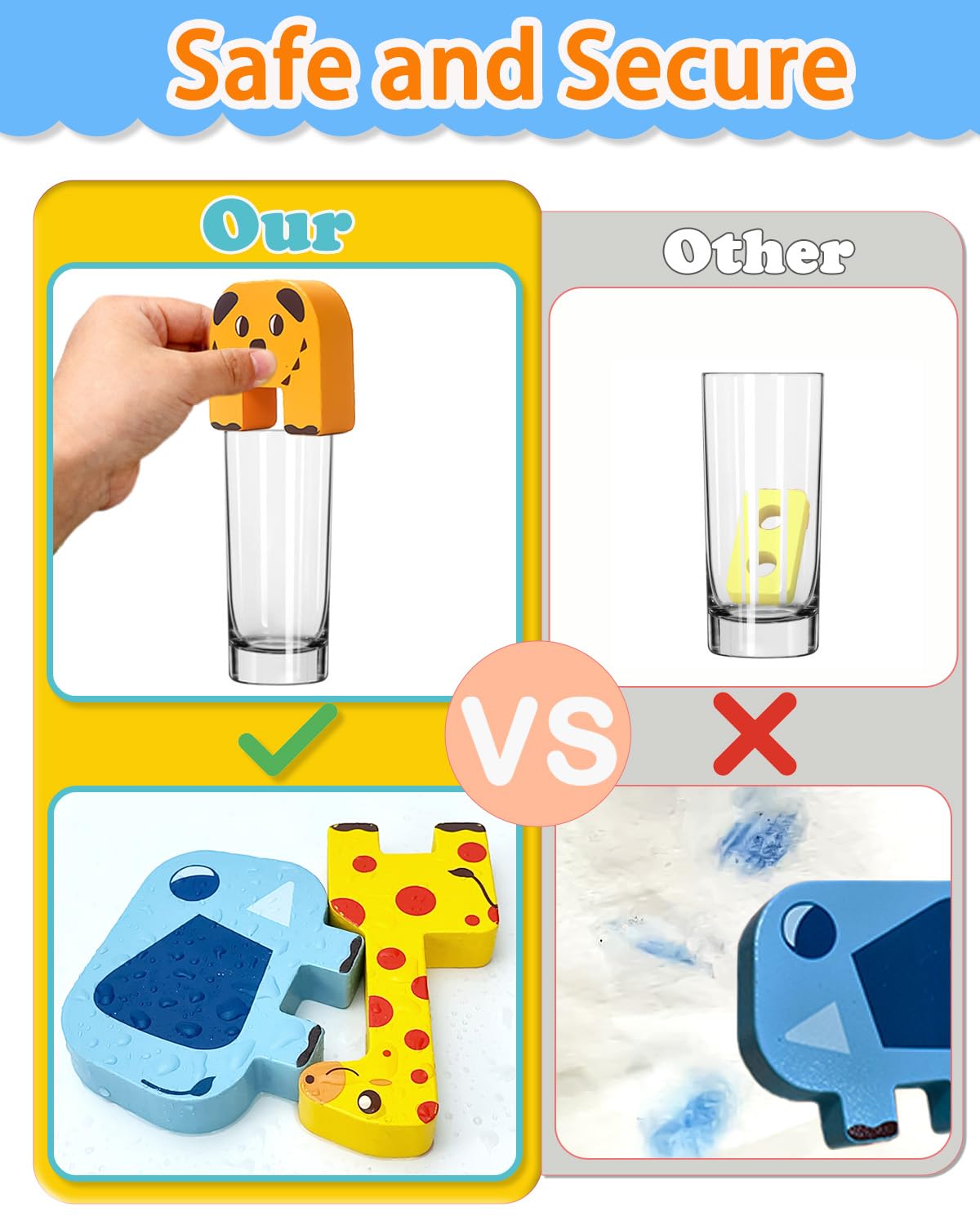 Cowcowcow Montessori Wooden Toys for Toddlers 1-4, 10-Pc Animal Blocks Sorting & Stacking Educational Puzzle, Birthday Gift