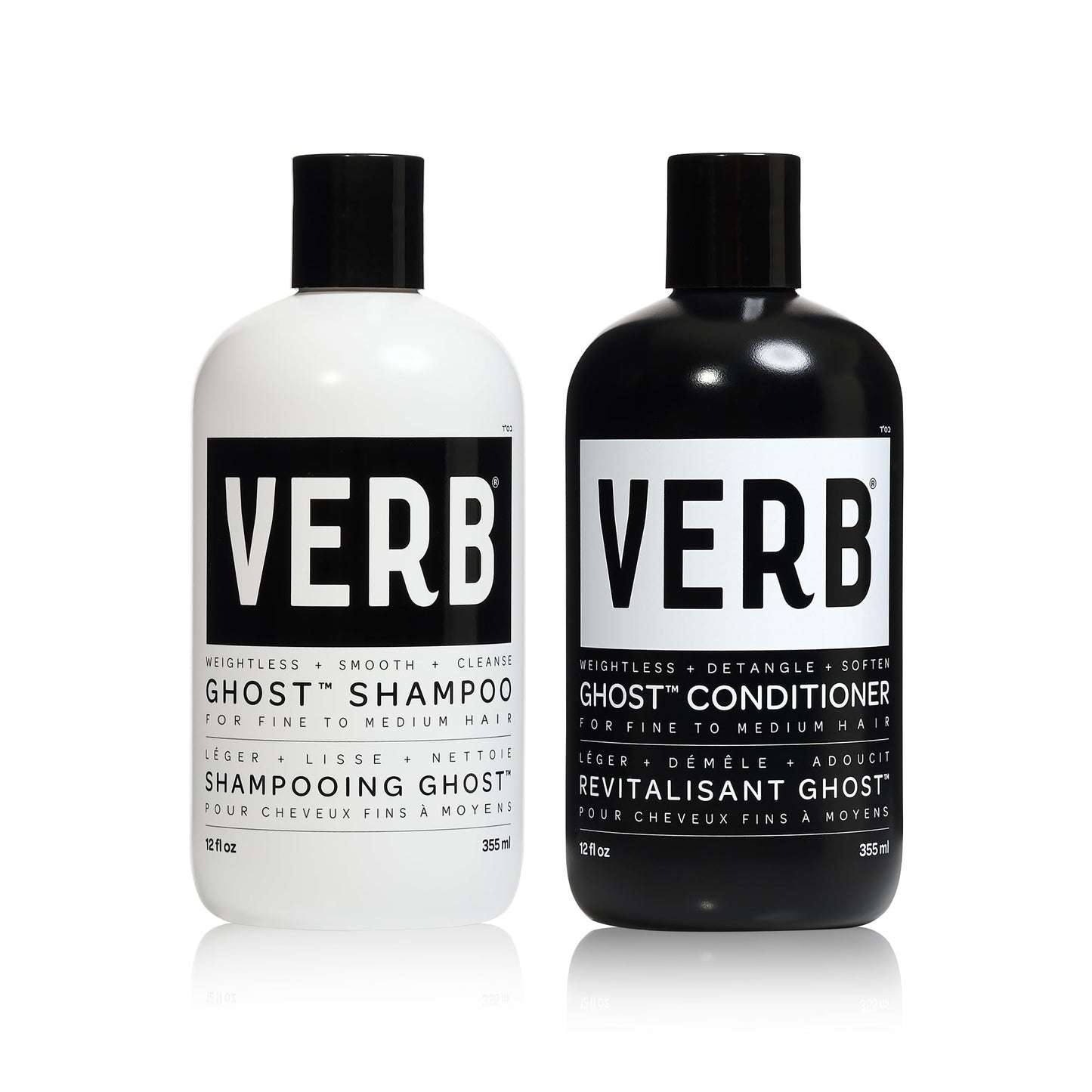 VERB Ghost Shampoo & Conditioner Duo Set 12 fl oz | Moringa Oil Infused | Cleanses & Moisturizes Fine Hair | Vegan, Paraben & Sulfate Free