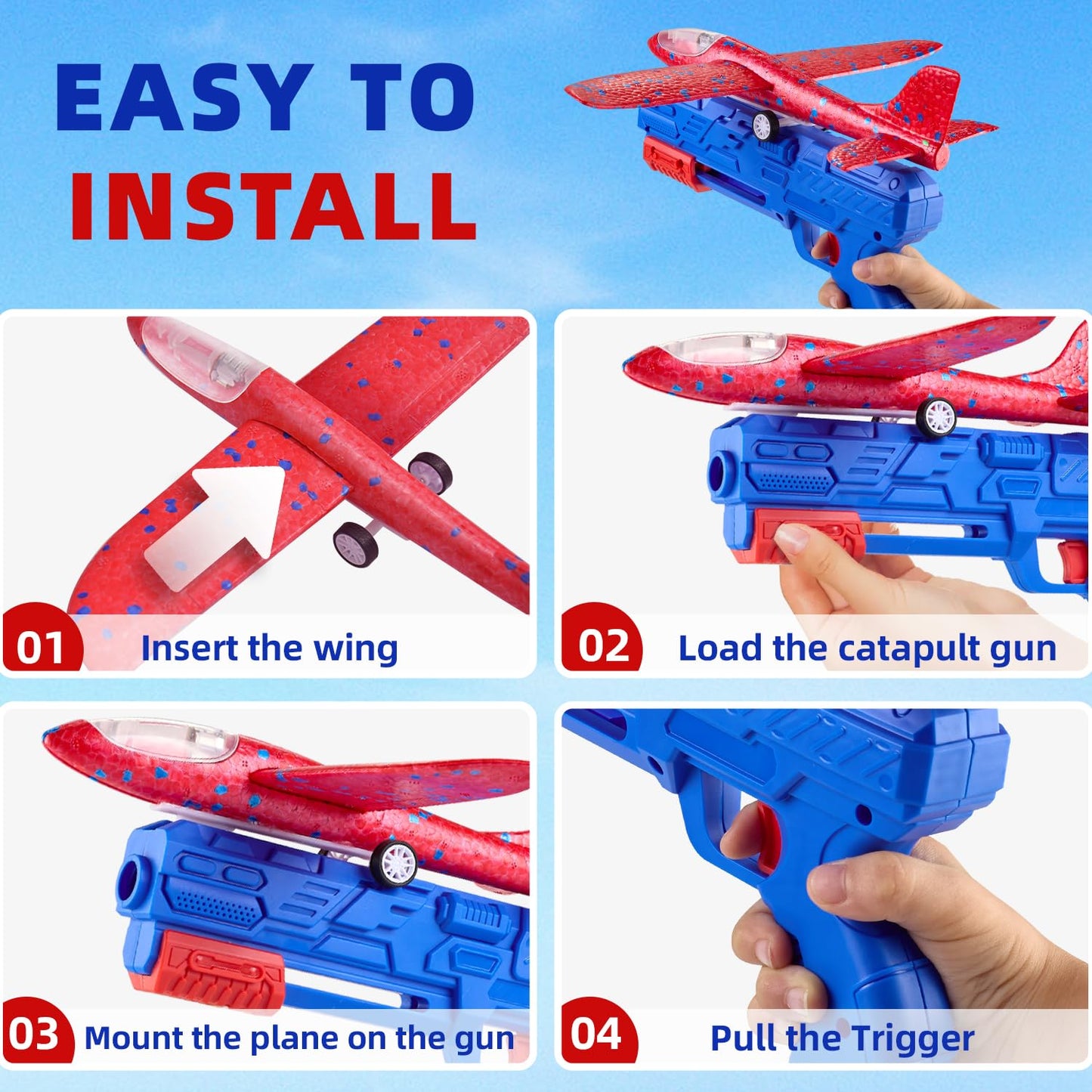 Neoot 3-Pack Airplane Launcher Toys for Kids Ages 3-12 – Glider Planes with 2 Flight Modes, Outdoor Fun & Educational Birthday Gift