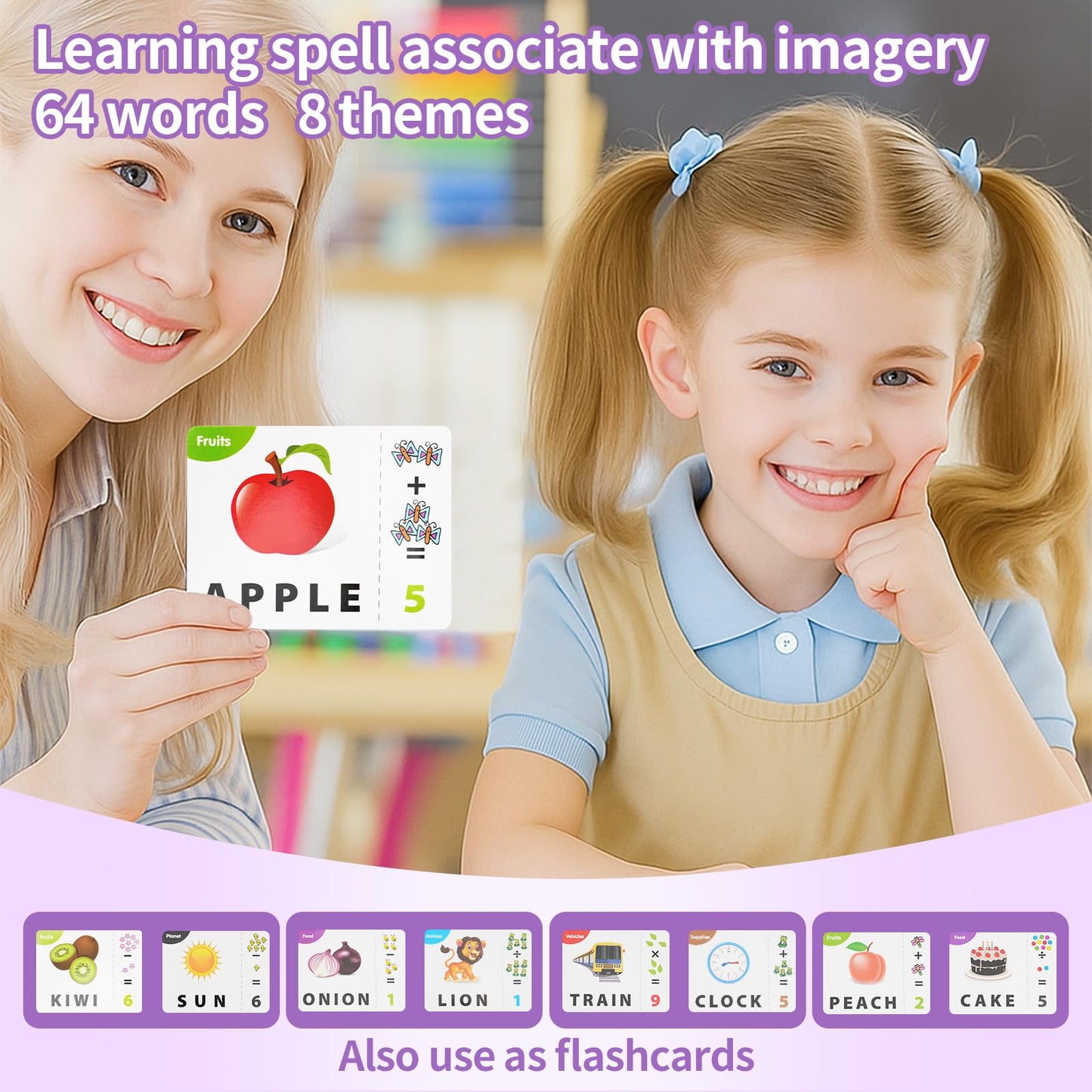 Matching Letter Games for Kids 4-8 – Educational Toy for Spelling, Reading, Math & Word Recognition, Preschool & Kindergarten Gift, Purple