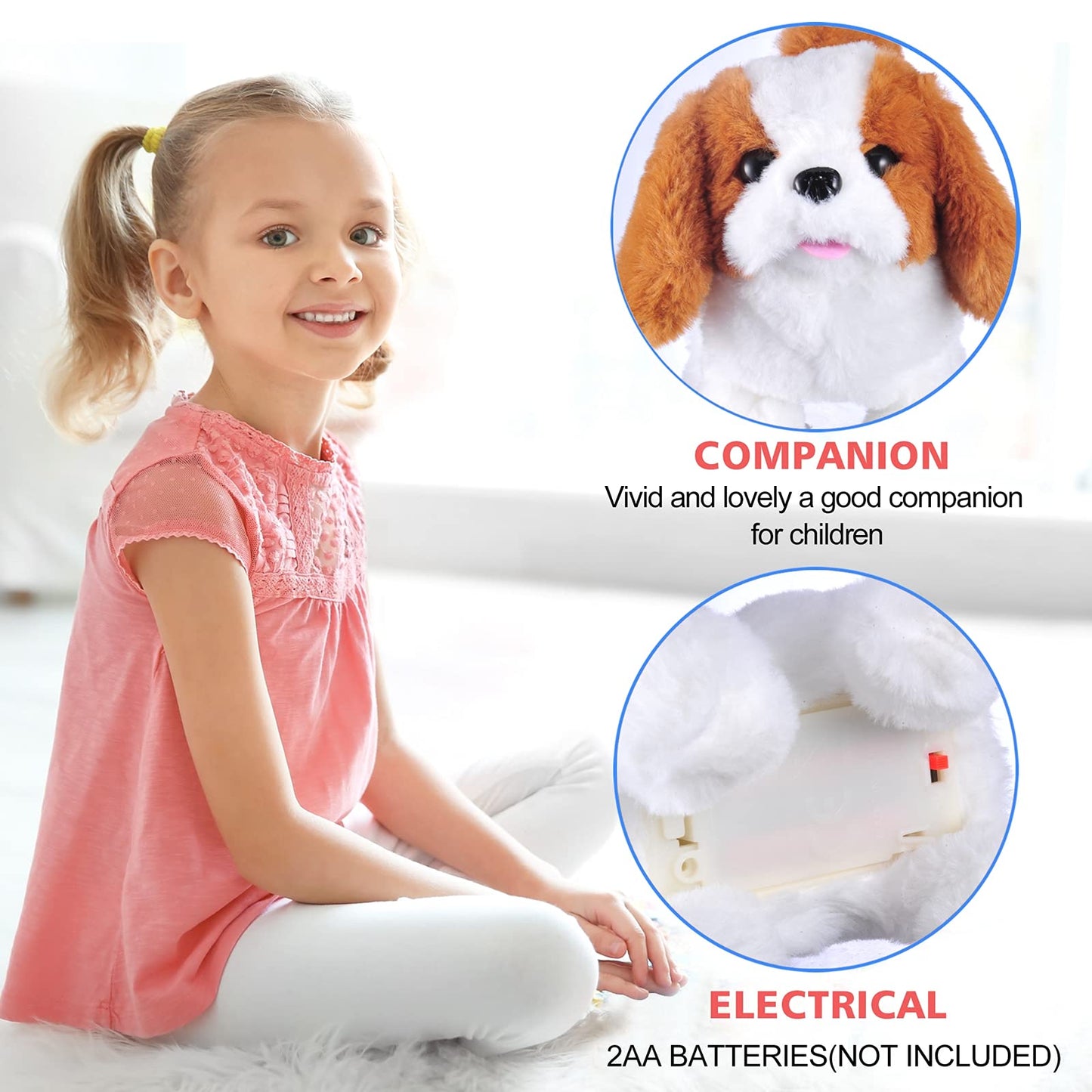 WorWoder Saint Bernard Plush Puppy Toy – Interactive Walking, Barking, Tail Wagging & Stretching Pet Dog for Kids
