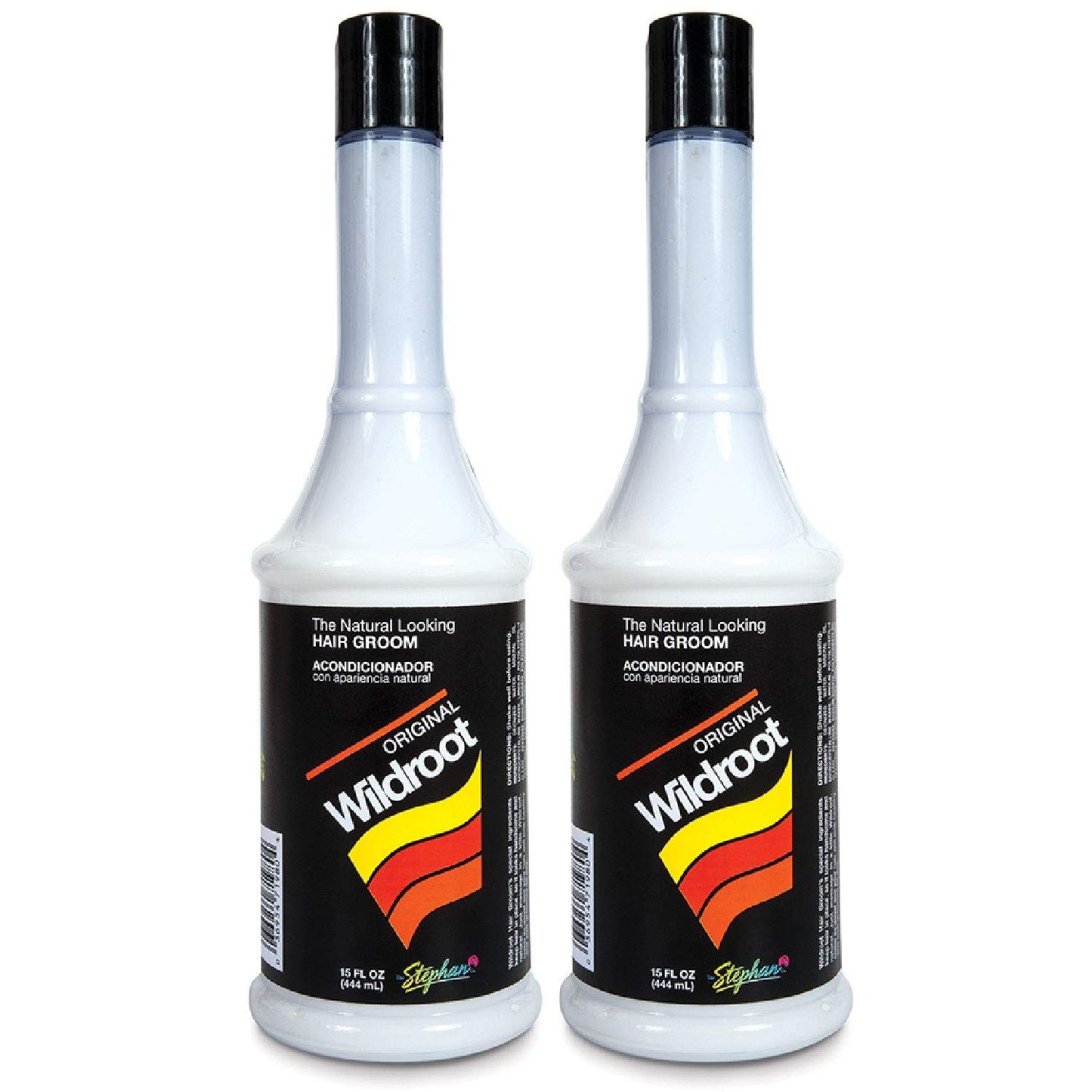 Two bottles of Wildroot hair product on a white background