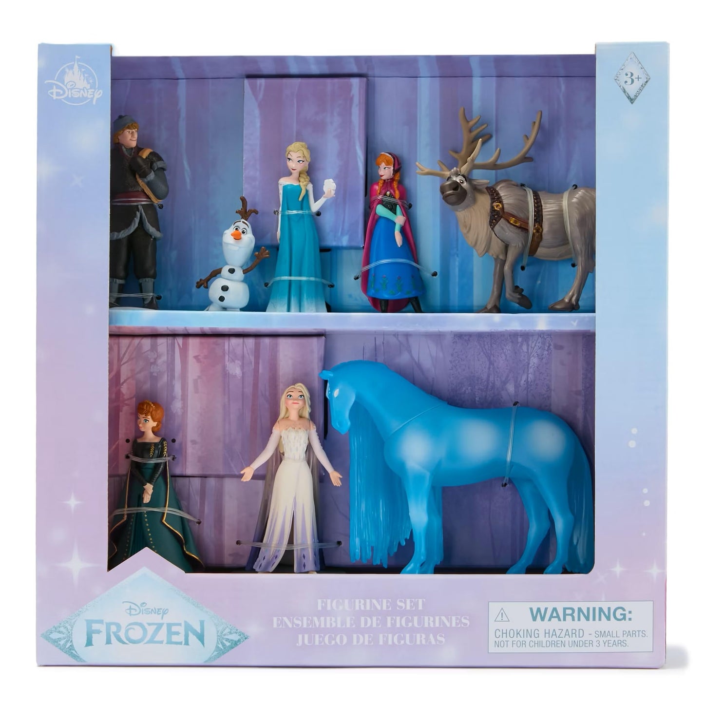 Disney Store Frozen Figure Set – 8 Sculpted Figures Including Anna, Elsa, Olaf & Kristoff in Double-Tier Box with Scenic Backgrounds