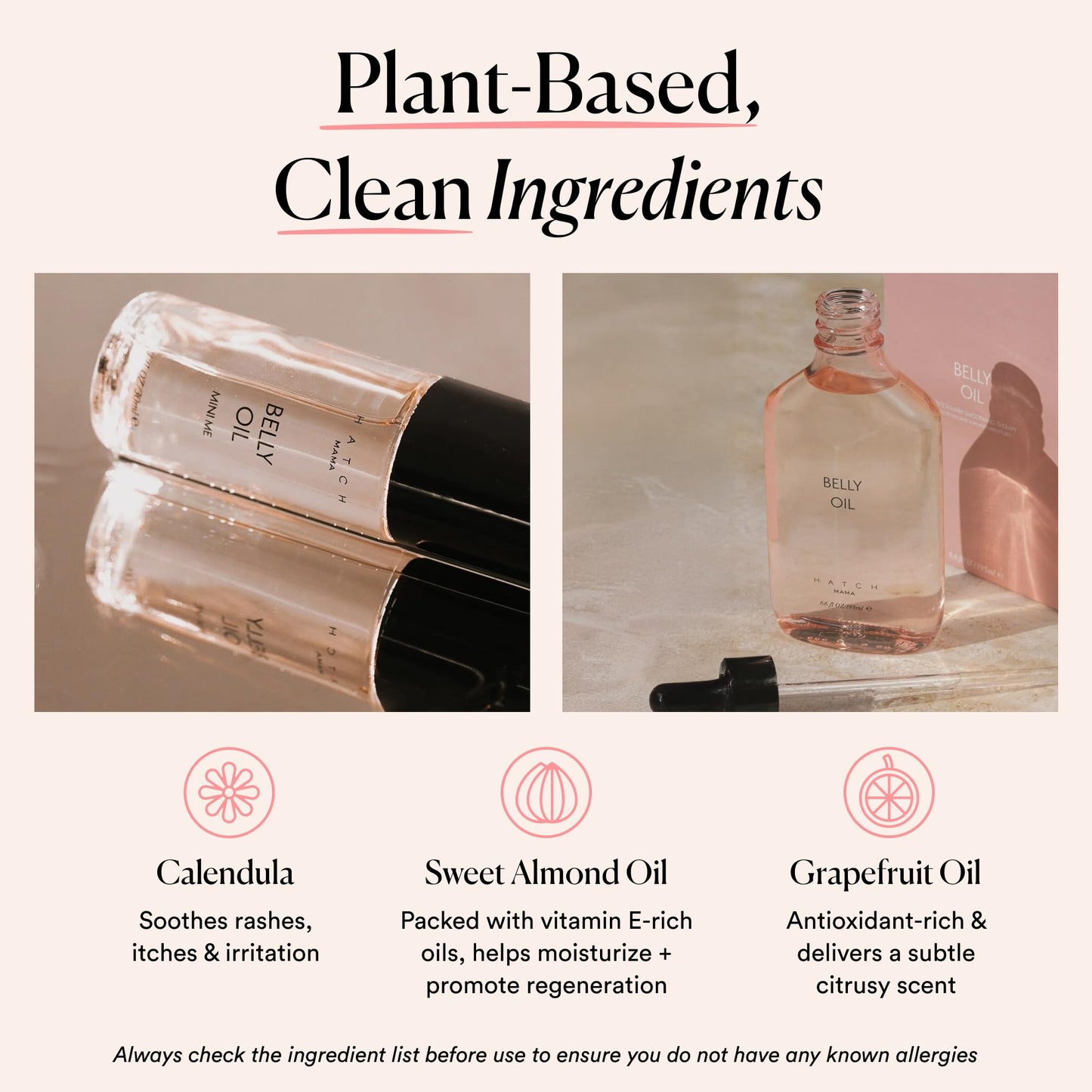 HATCH Belly Oil for Pregnancy & Postpartum – Quick-Dry, Soothes Stretch Marks & Irritation, Vegan, Clean, Plant-Based Skincare, 6.7 Fl Oz