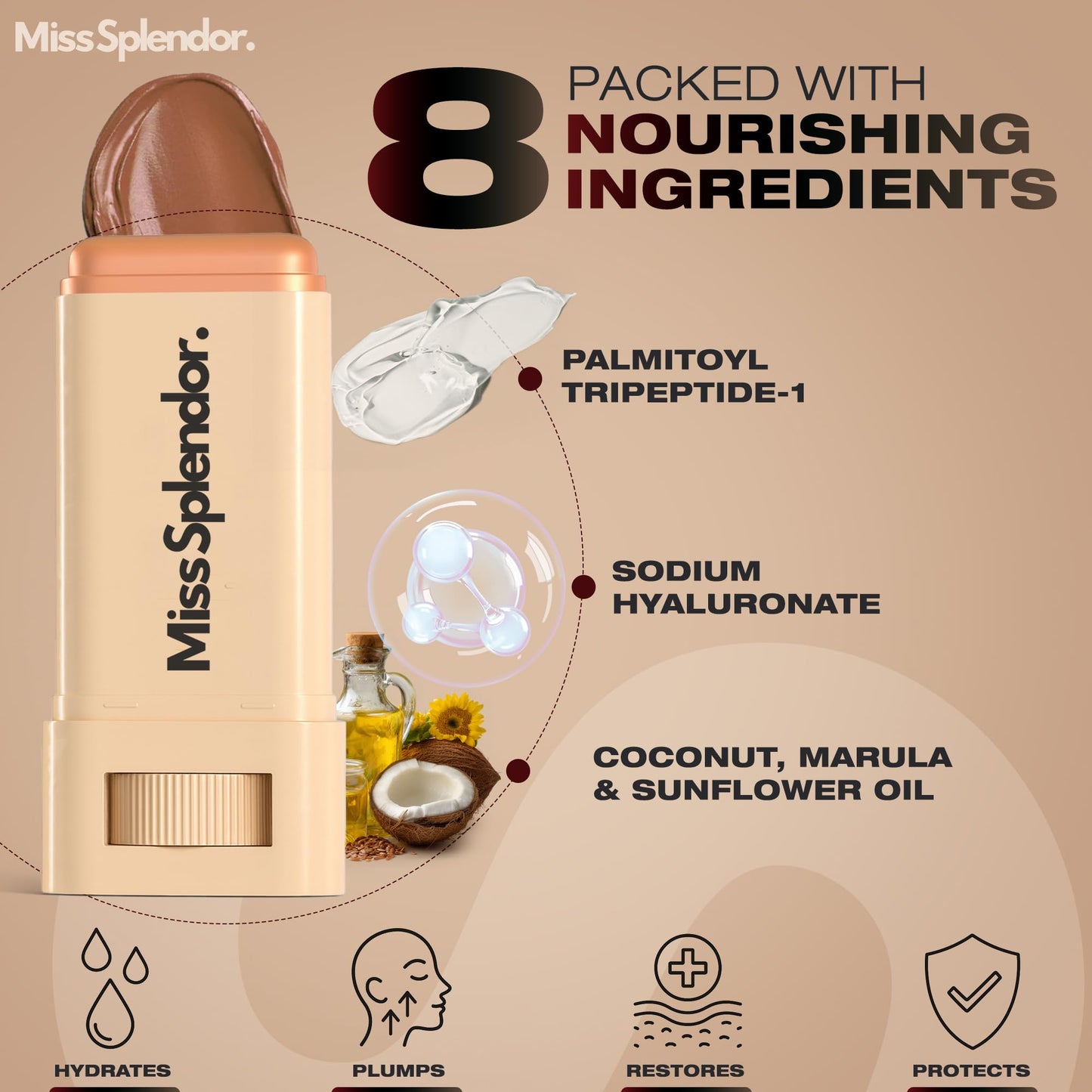 Miss Splendor Beauty Balm Skin Tint Stick 2 Pack – Shade 2, Serum-Infused, Sheer-to-Light Buildable Coverage, Hybrid Foundation & Skincare