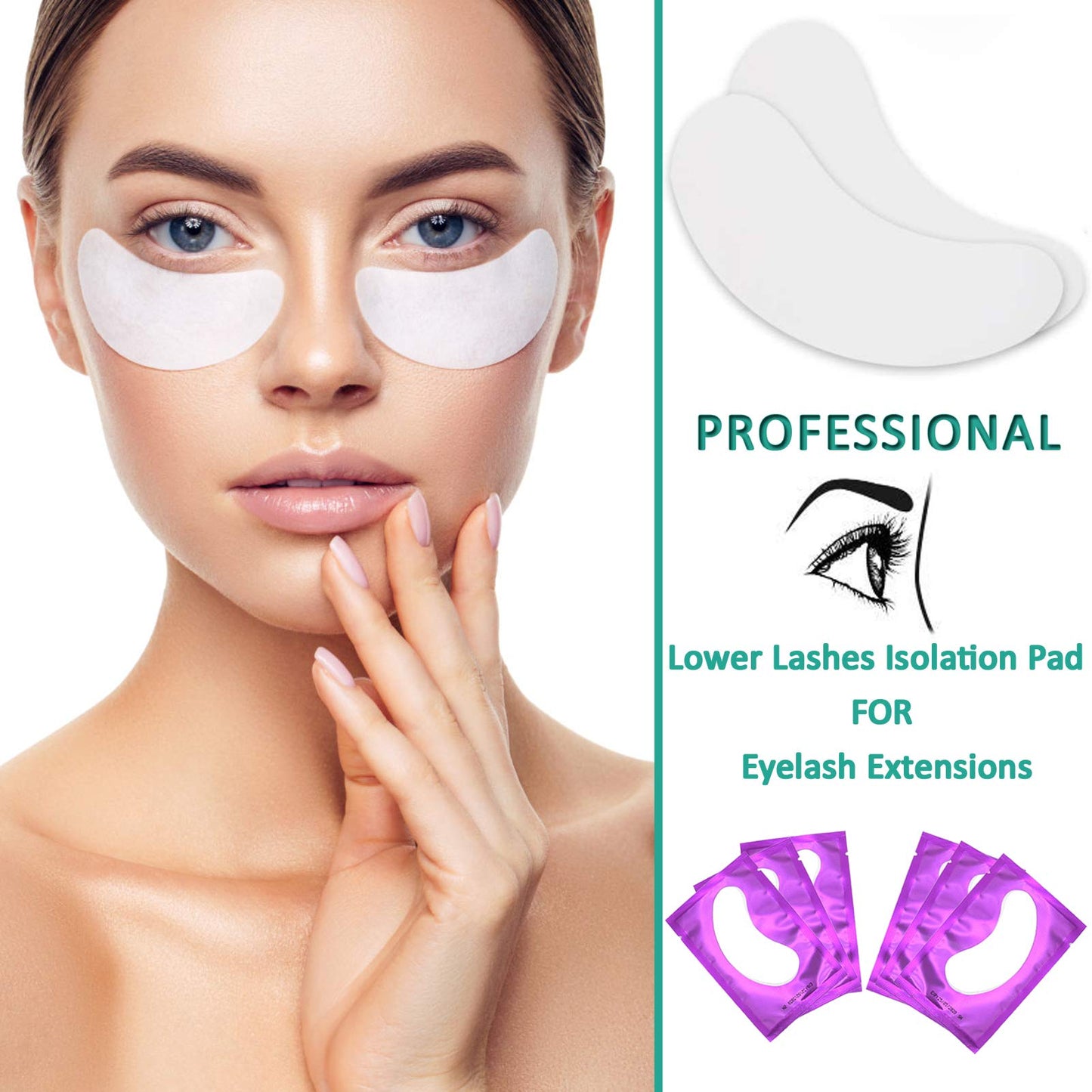 50 Pair Under Eye Pads, Eyelash Extension Lint Free Gel Patches for Beauty Salon False Eyelash Extensions Grafting (purple)