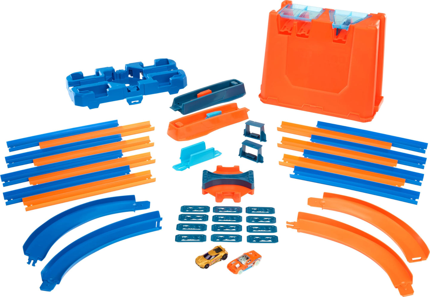 Hot Wheels Toy Car Track Builder Playset, Deluxe Stunt Box with 25 Component Parts & 1:64 Scale Vehicle (Amazon Exclusive)