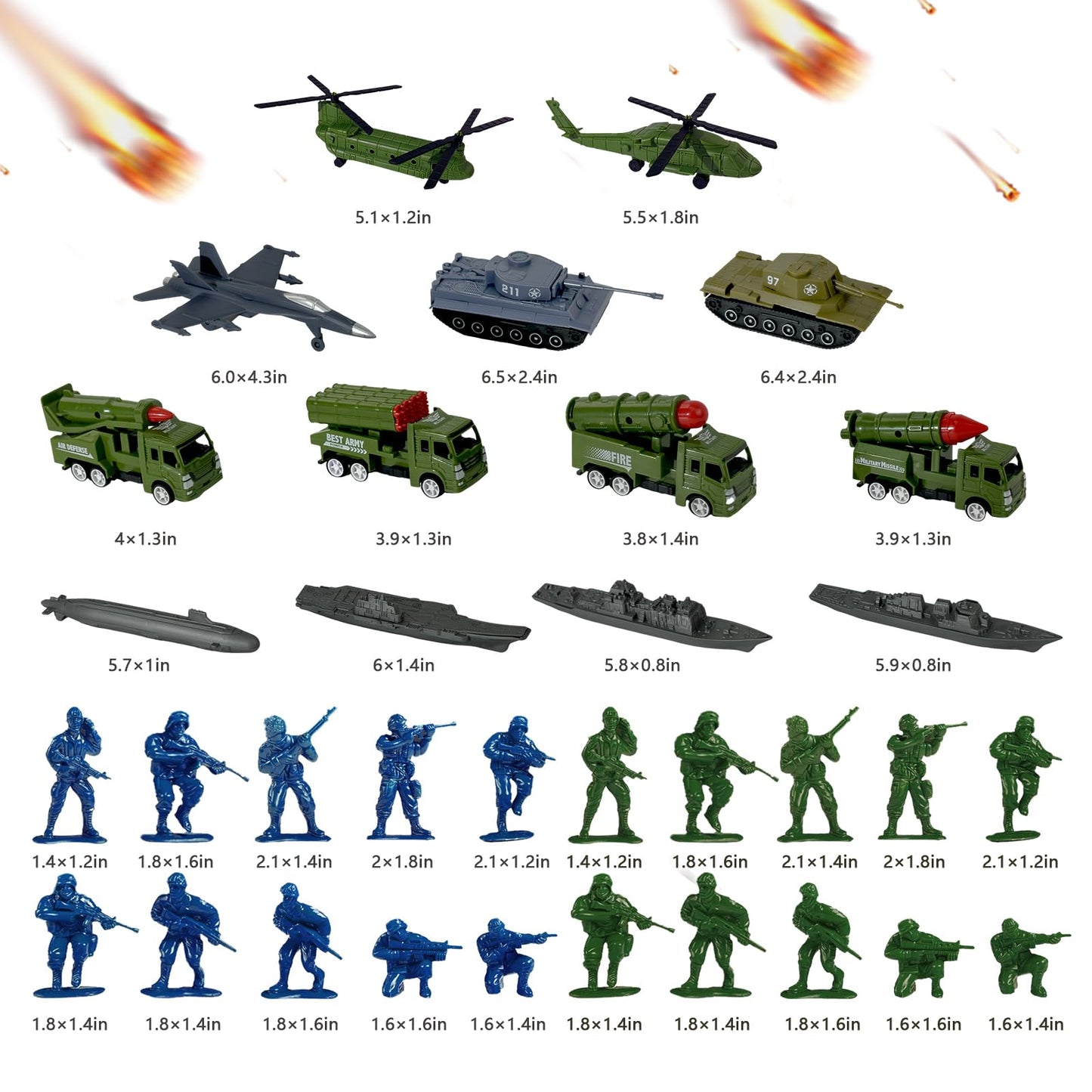 TALGIC Army Men Playset - Large Military Toy Set with Action Figures, Battle Mat, Weapons & Gear Accessories for Boys 4-12