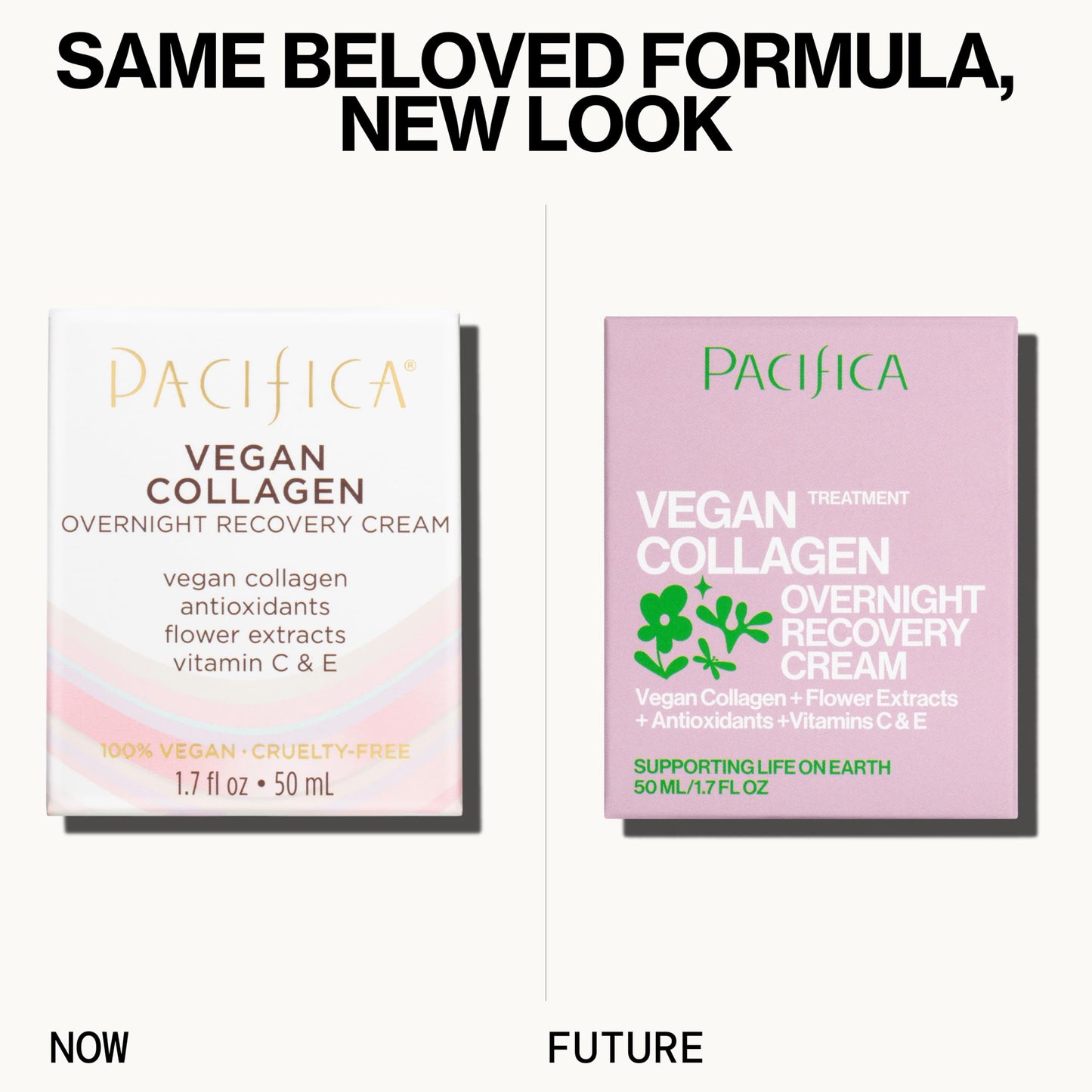 Pacifica Night Face Cream – Vegan Collagen Overnight Recovery for Anti-Aging, Wrinkles, Dry Skin & Redness, Clean Beauty, Dermatologist Tested