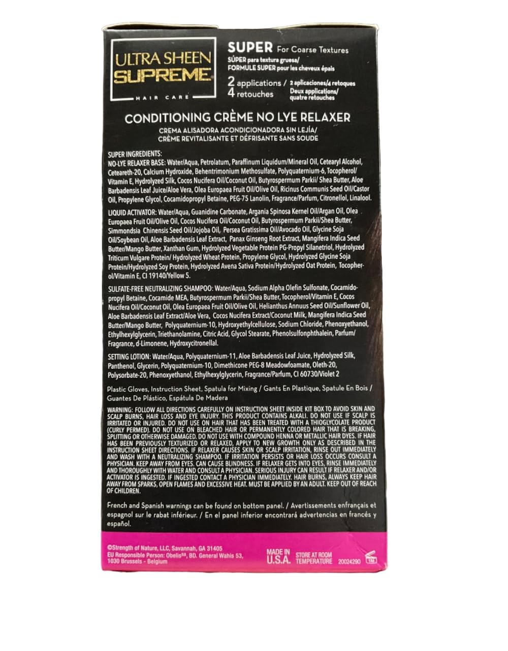 Ultra Sheen Supreme No-lye Relaxer Conditioning Creme Kit, Super, 1 Ea, 1count