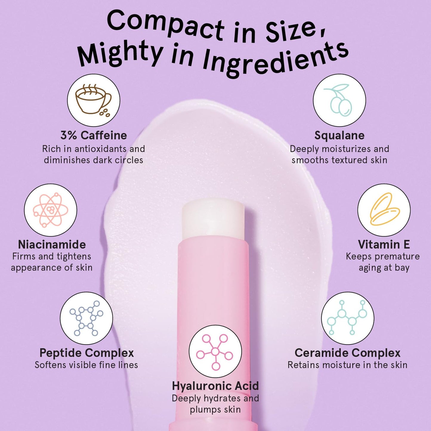 Grace & Stella Under Eye Brightener Balm Stick - Vegan Caffeine Eye Cream for Dark Circles, Puffiness & Wrinkles, Travel Size 0.13oz