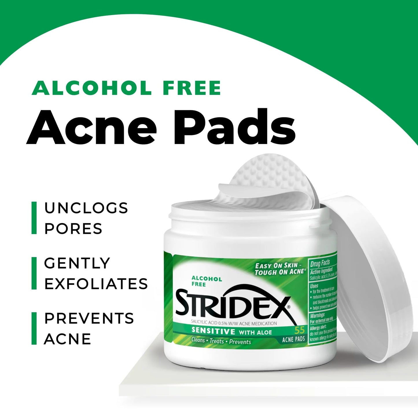 Stridex Sensitive with Aloe, Alcohol Free, 55 Soft Touch Pads