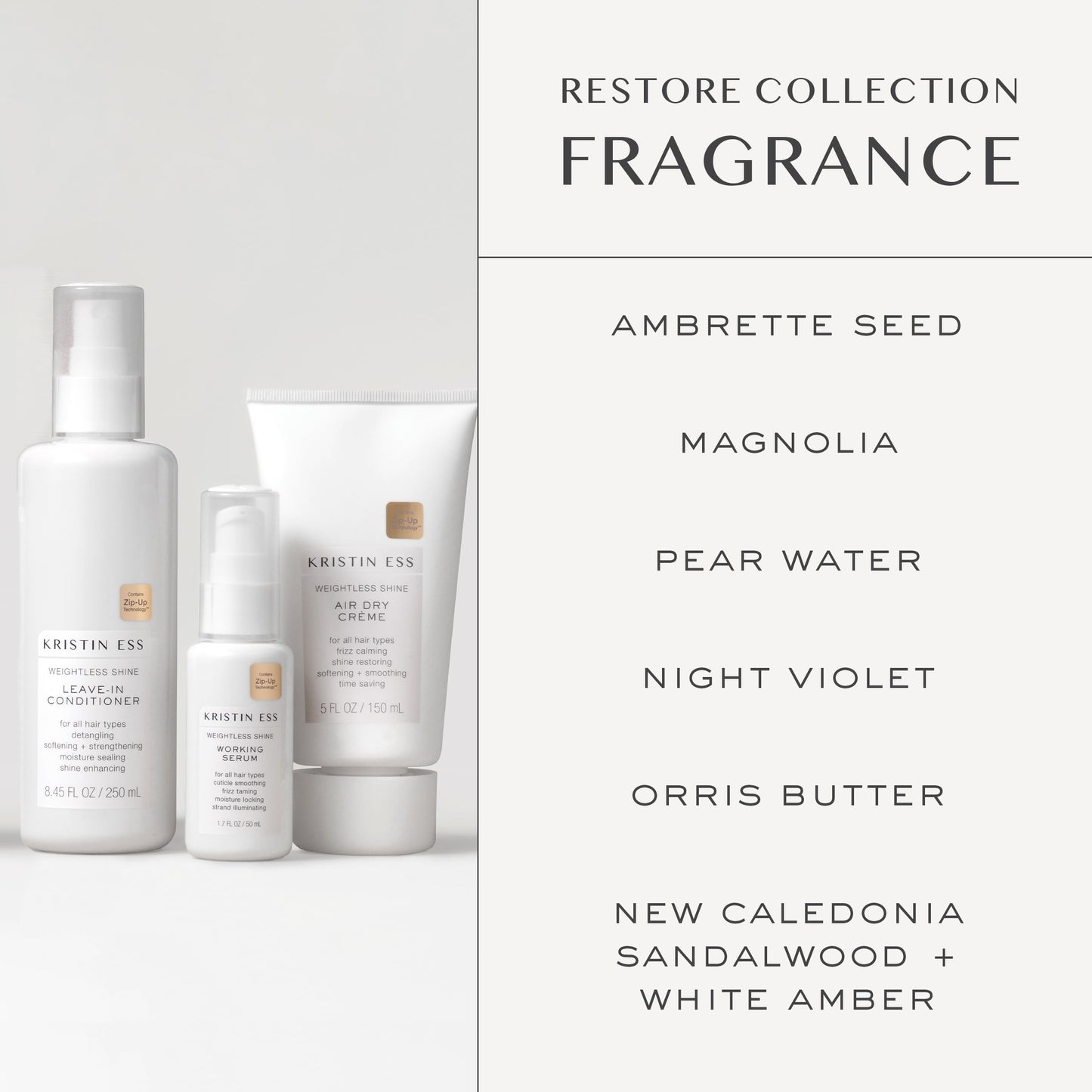 Kristin Ess Weightless Shine Air Dry Cream - Curl Definition, Frizz Control & Light Hold - Smooths Wavy, Curly Hair - Vegan Styling Cream