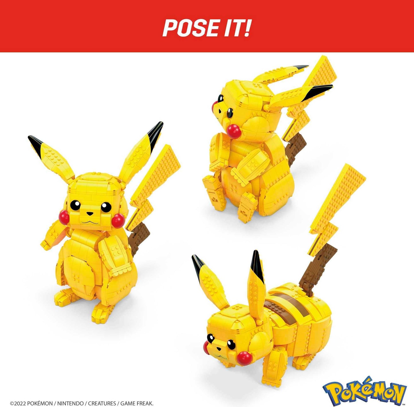 MEGA Pokémon Building Toys Set Jumbo Pikachu with 806 Pieces, Articulated and Poseable, 12 Inches Tall, for Kids