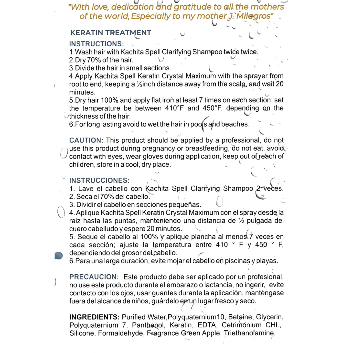 Kachita Spell Keratin Crystal Maximum 20 Min Express Hair Treatment | Long-Lasting Blowout, Professional Straightening & Smoothing, 16 fl oz