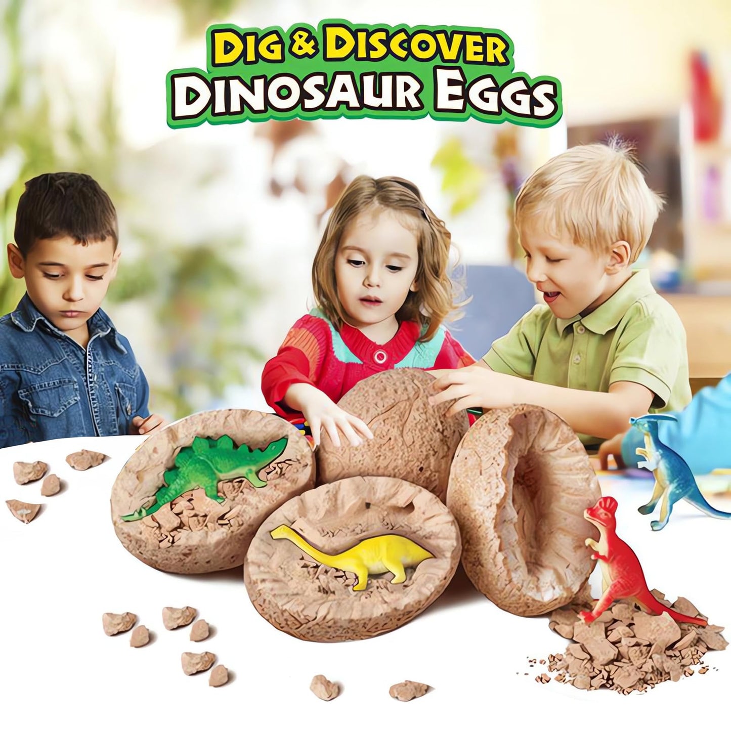 Dino Eggs Dig Kit 12-Pack – Dinosaur Excavation Science Kits for Kids 3-12, Easter Basket & Stocking Stuffer Toys for Boys & Girls