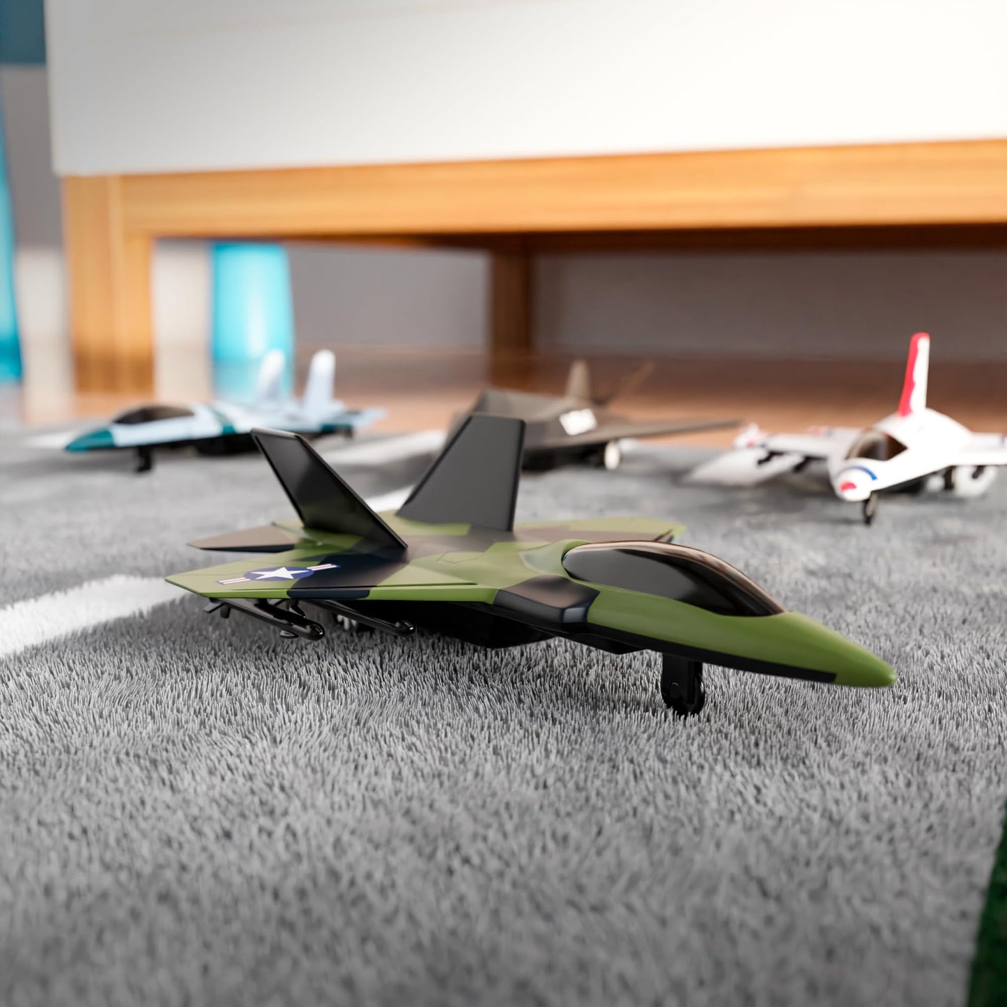 United Sates Air Force 4-Pack Toy Jet Squadron Die Cast Airplanes, Pull Back Military Fighter Jets, Diecast Air Plane Models