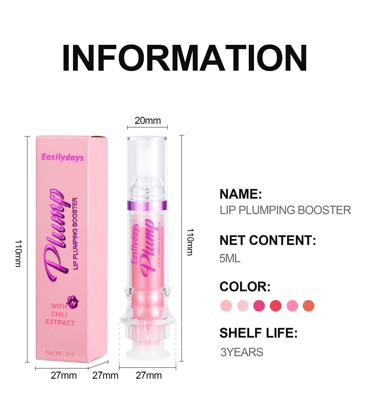 Easilydays Lip Plumper #02 – Spicy Lip Gloss & Lipstick, Hydrating, Volumizing, High-Shine Lip Glass for Plump Pout