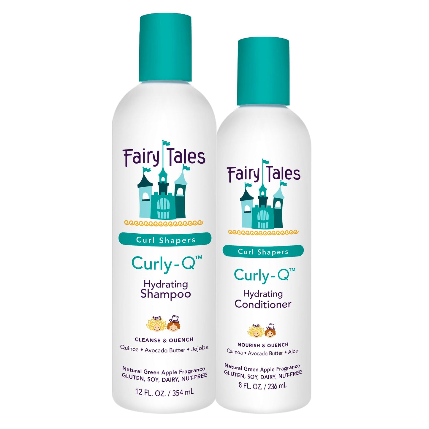 Fairy Tales Curly Q Kids Shampoo & Conditioner Set – Hydrating, Paraben/Sulfate/Gluten/Nut Free, For All Curl Types, 12oz + 8oz (2 Pack)