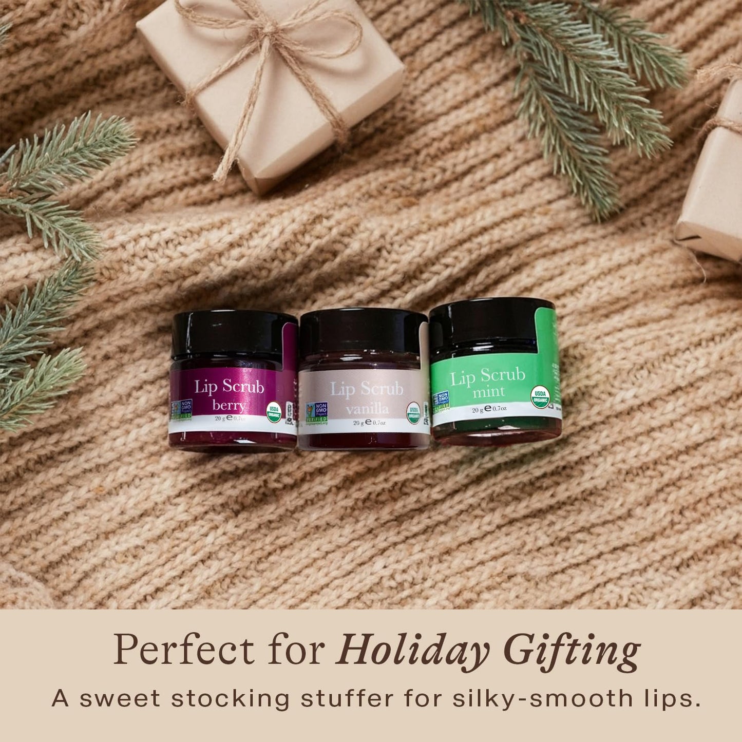 USDA Organic Vanilla Lip Scrub โ Moisturizing Sugar Exfoliator for Dry Lips, Smooth Lips, Natural Ingredients, USA Made, Gift Size