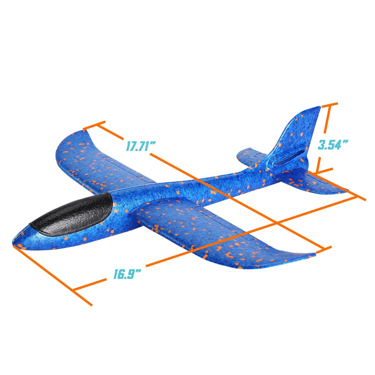 GSM Brands Foam Airplane Toys 2 Pack, 17.71 Inch Throwing Glider with Flight Upgrade 2 Tail Position Option (1 Red, 1 Blue)